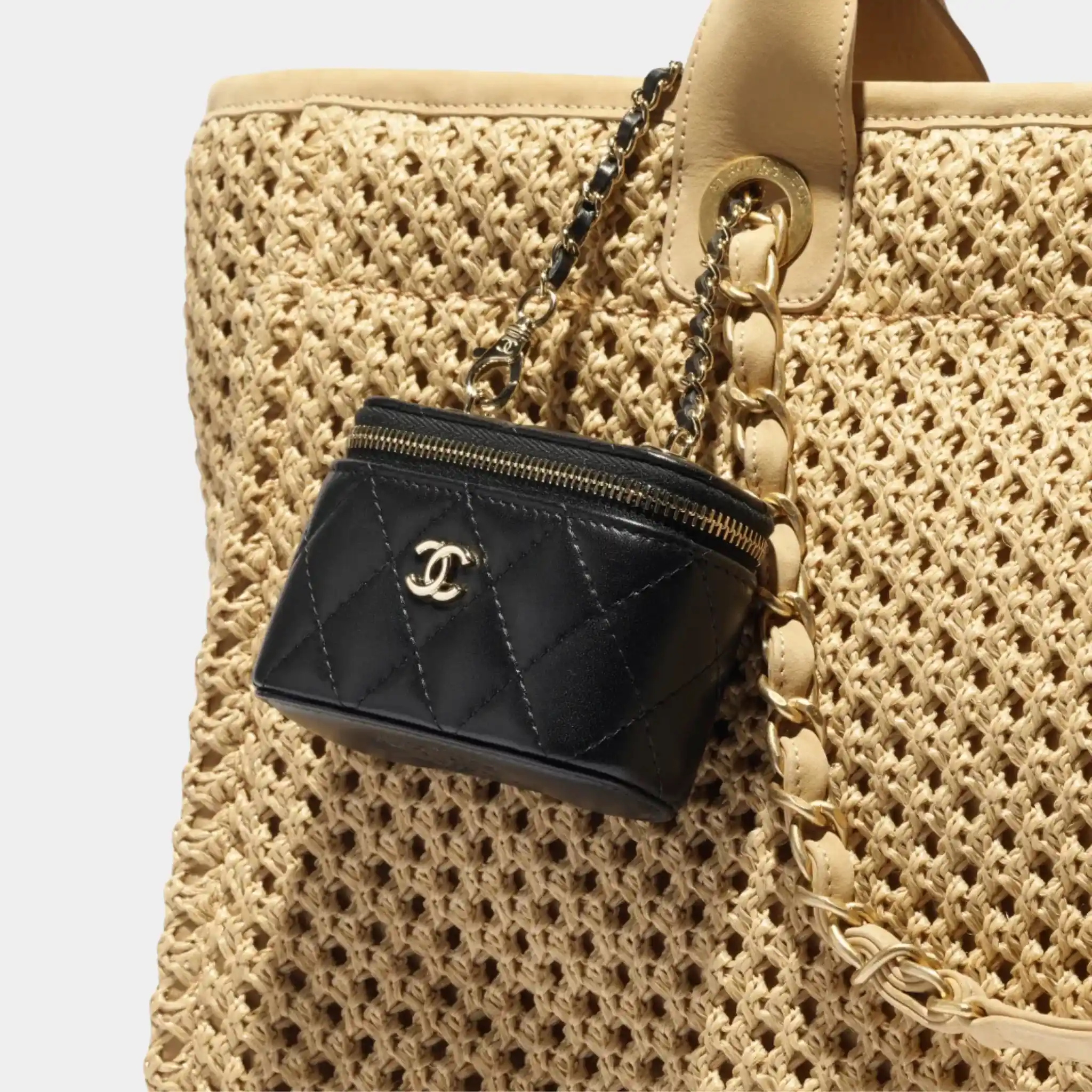 Classic Mini Bag Charm in Black Lambskin - Image 3
