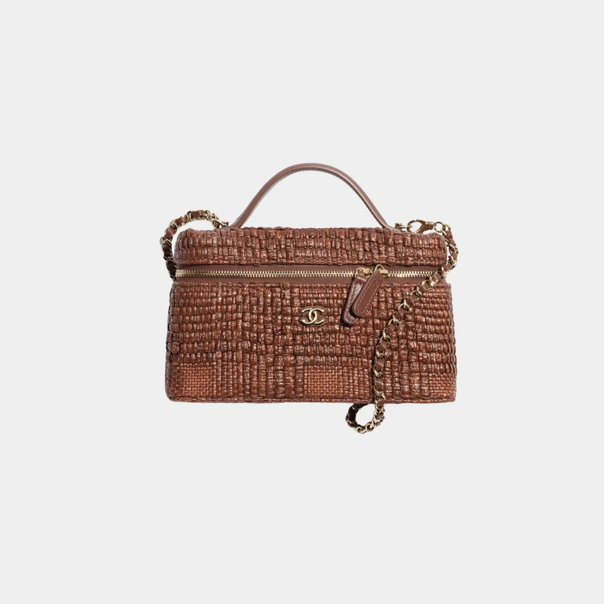 Classic Vanity With Chain Braided Raffia & Gold Tone Metal - Image 2