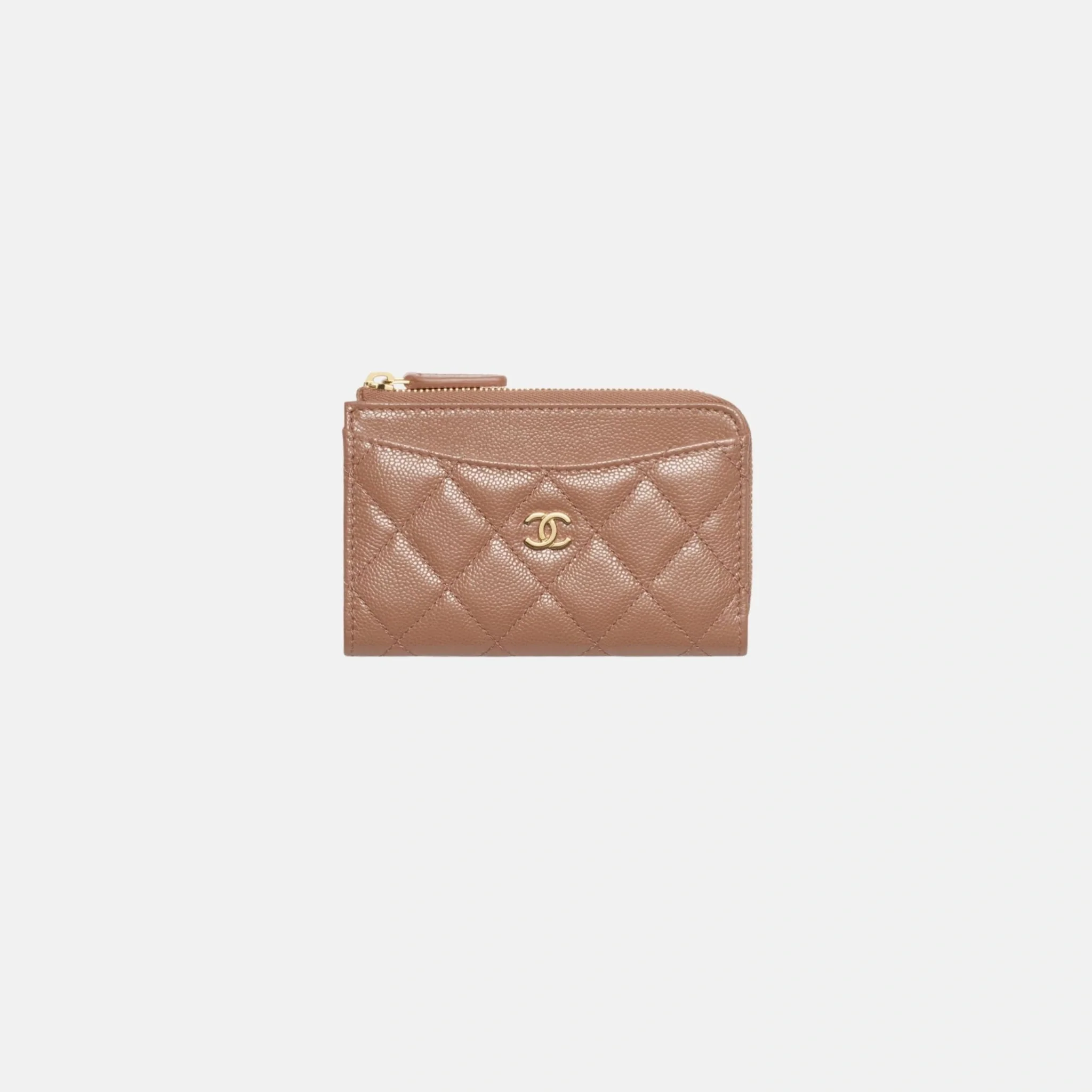 Classic Zipped Card Holder in Shiny Grained Calfskin