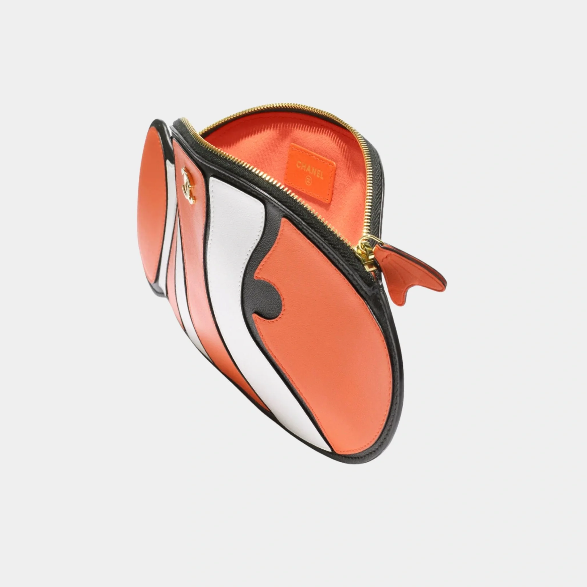 Clownfish Pouch Lamb & Gold-Plated Metal Orange White & Black - Image 2