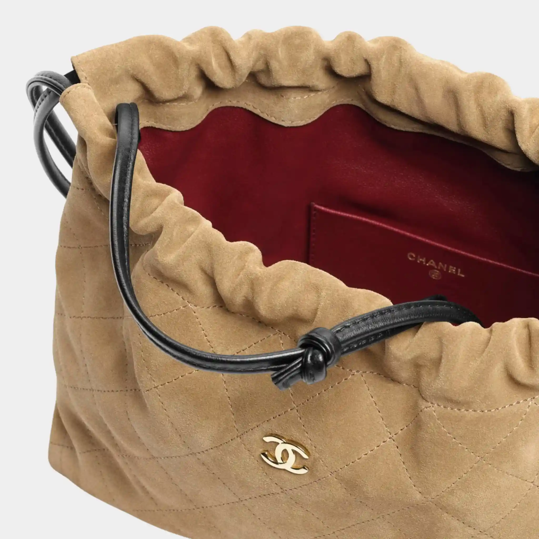 Clutch with Leather Strap Suede Lambskin & Gold-Tone Metal - Image 2