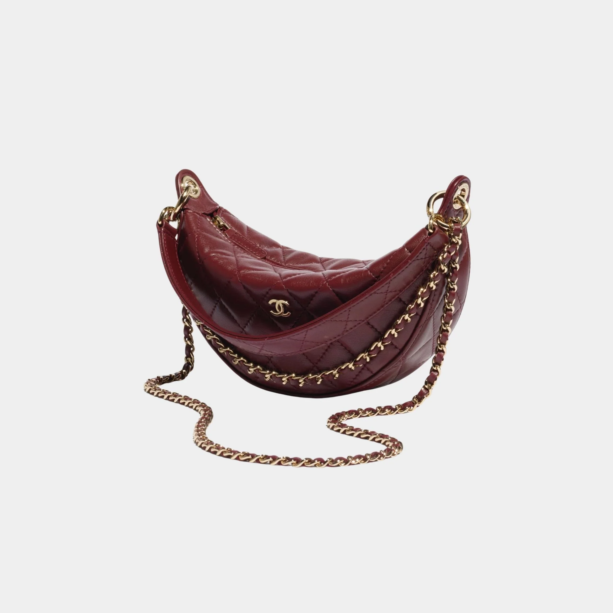 Clutch With Chain Lambskin Dark Burgundy - Image 2