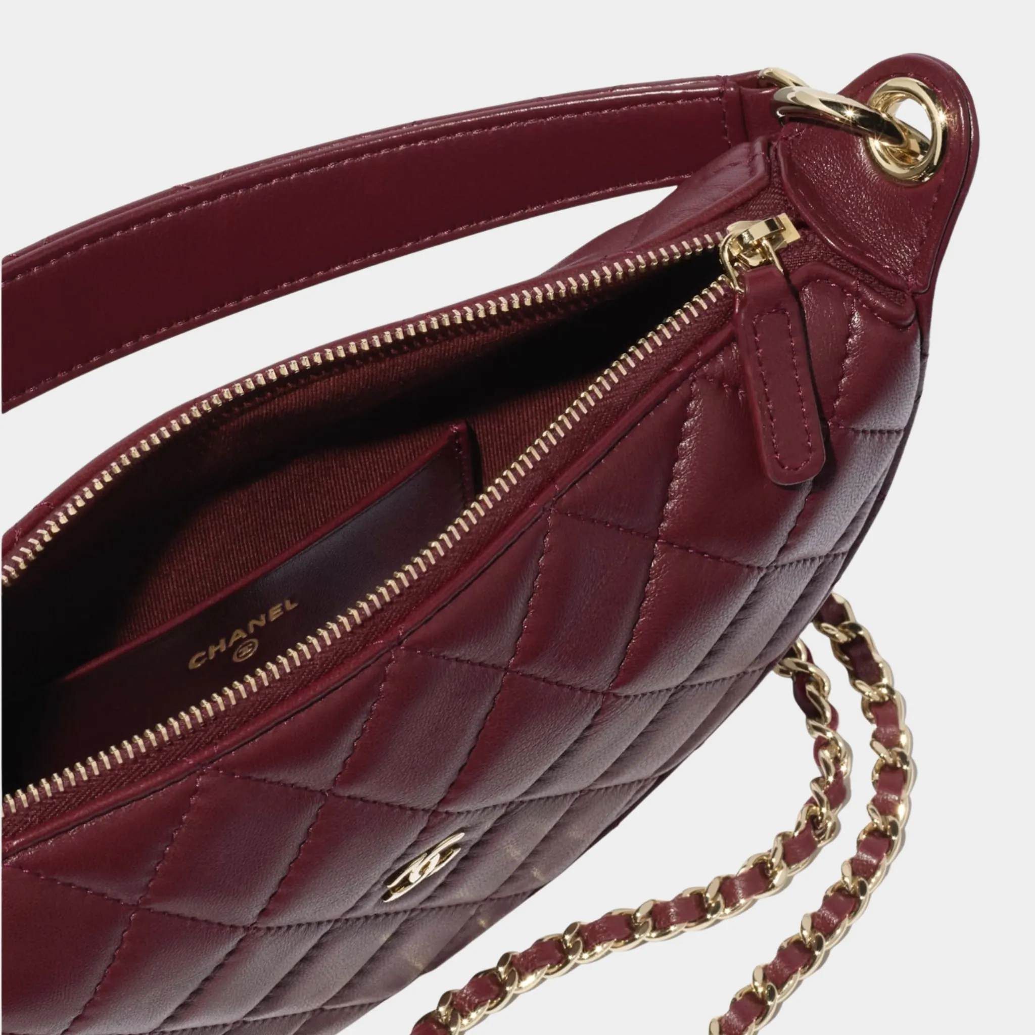 Clutch With Chain Lambskin Dark Burgundy - Image 3