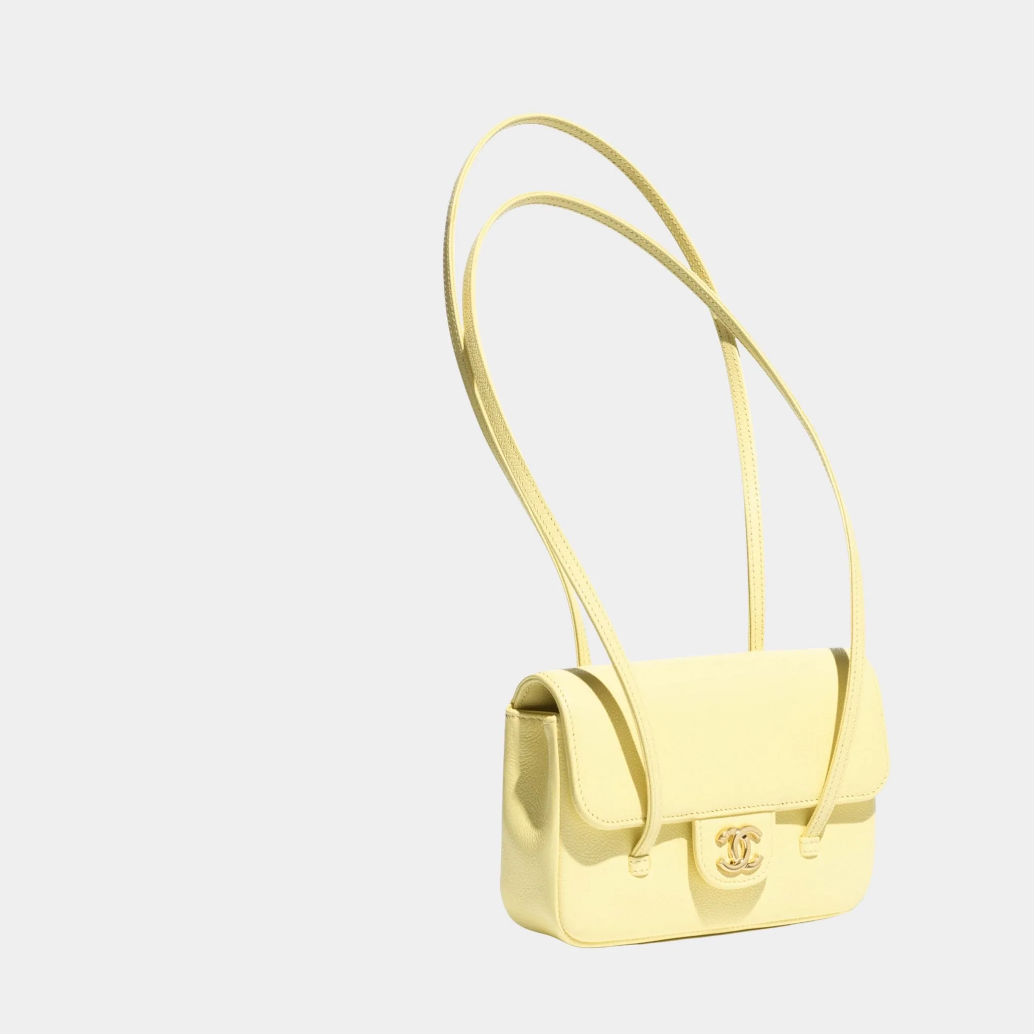 Clutch With Leather Strap Grained Shiny Calfskin & Gold Tone Metal - Image 2