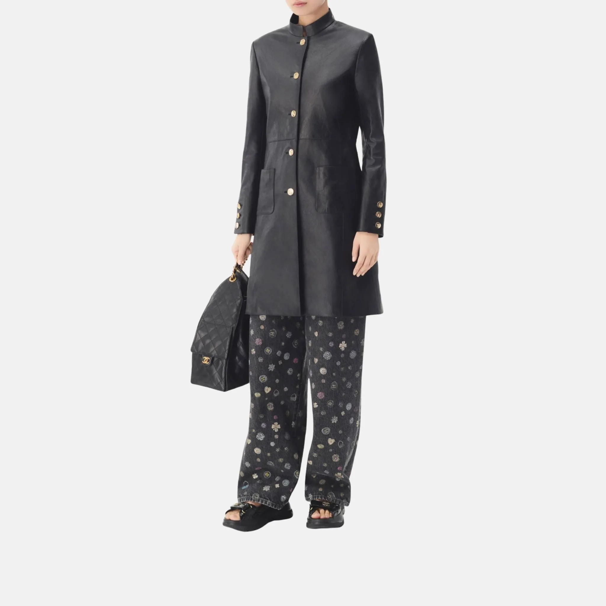 Coat in Black Lambskin - Image 2