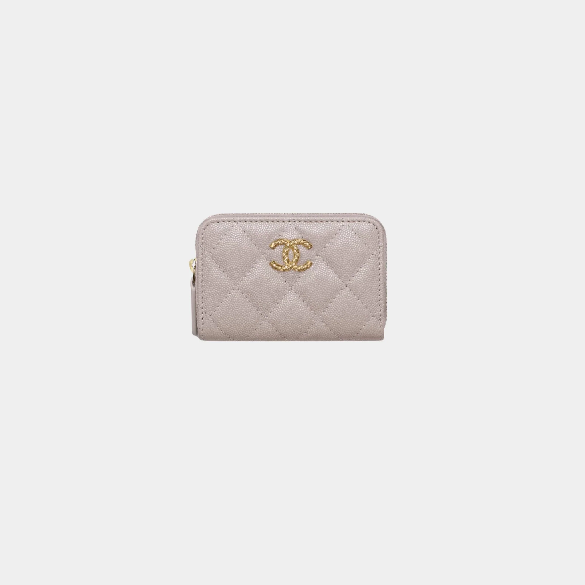 Coin Purse Shiny Grained Calfskin & Gold Tone Metal - Image 6