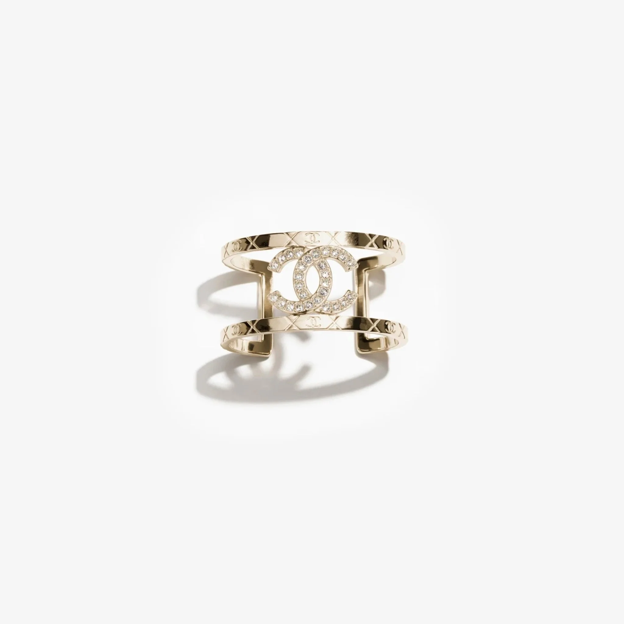 Cuff Metal And Diamonds Gold Crystal