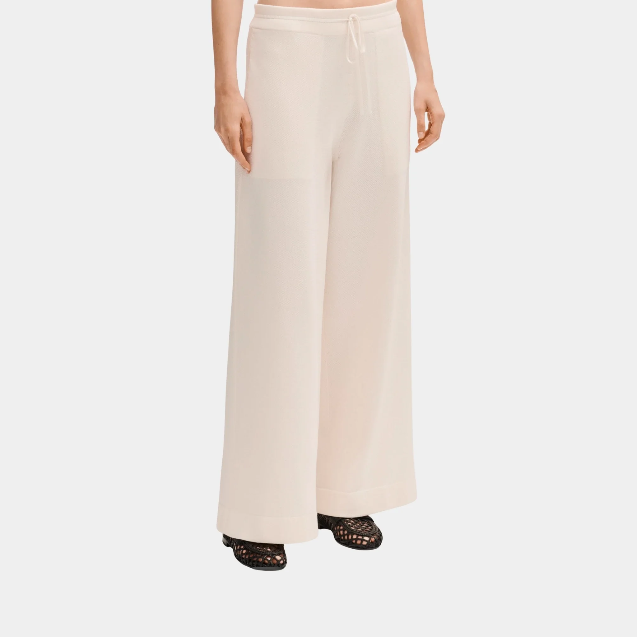 Ecru Trousers in Silk and Cotton