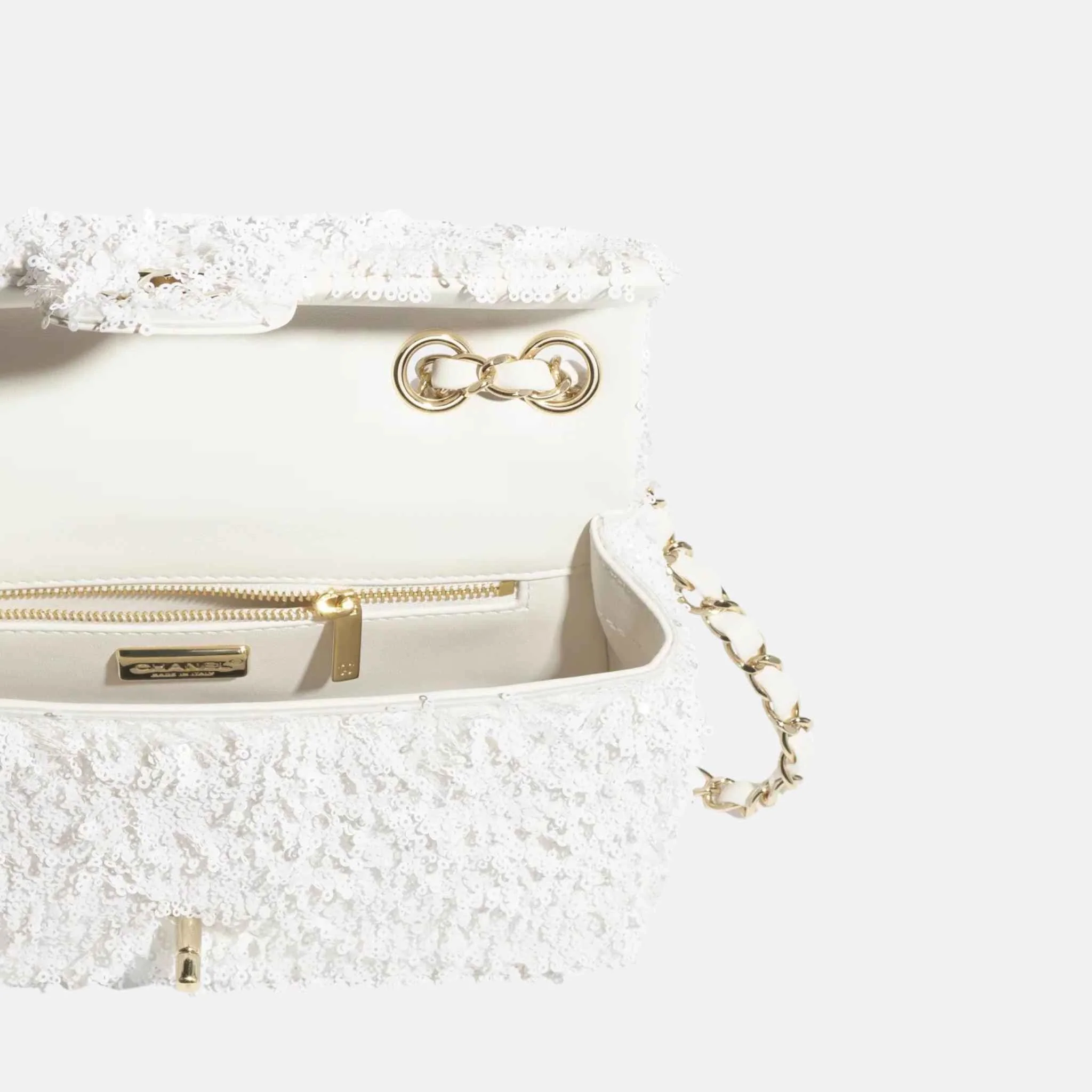 Evening Bag In Fringed Sequins & Gold Tone Metal - Image 2