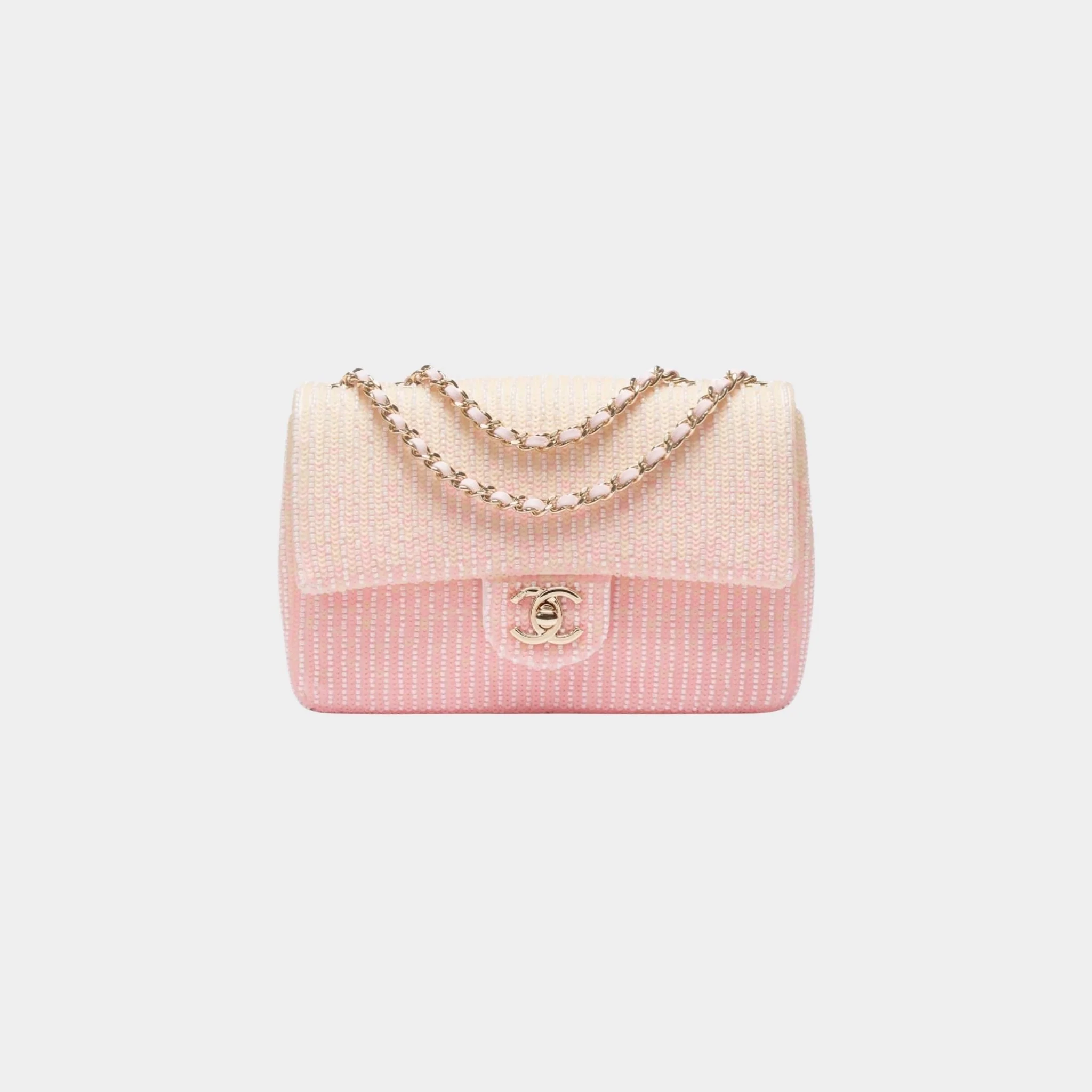 Flap Bag Glass Beads Sequins & Gold Tone Metal