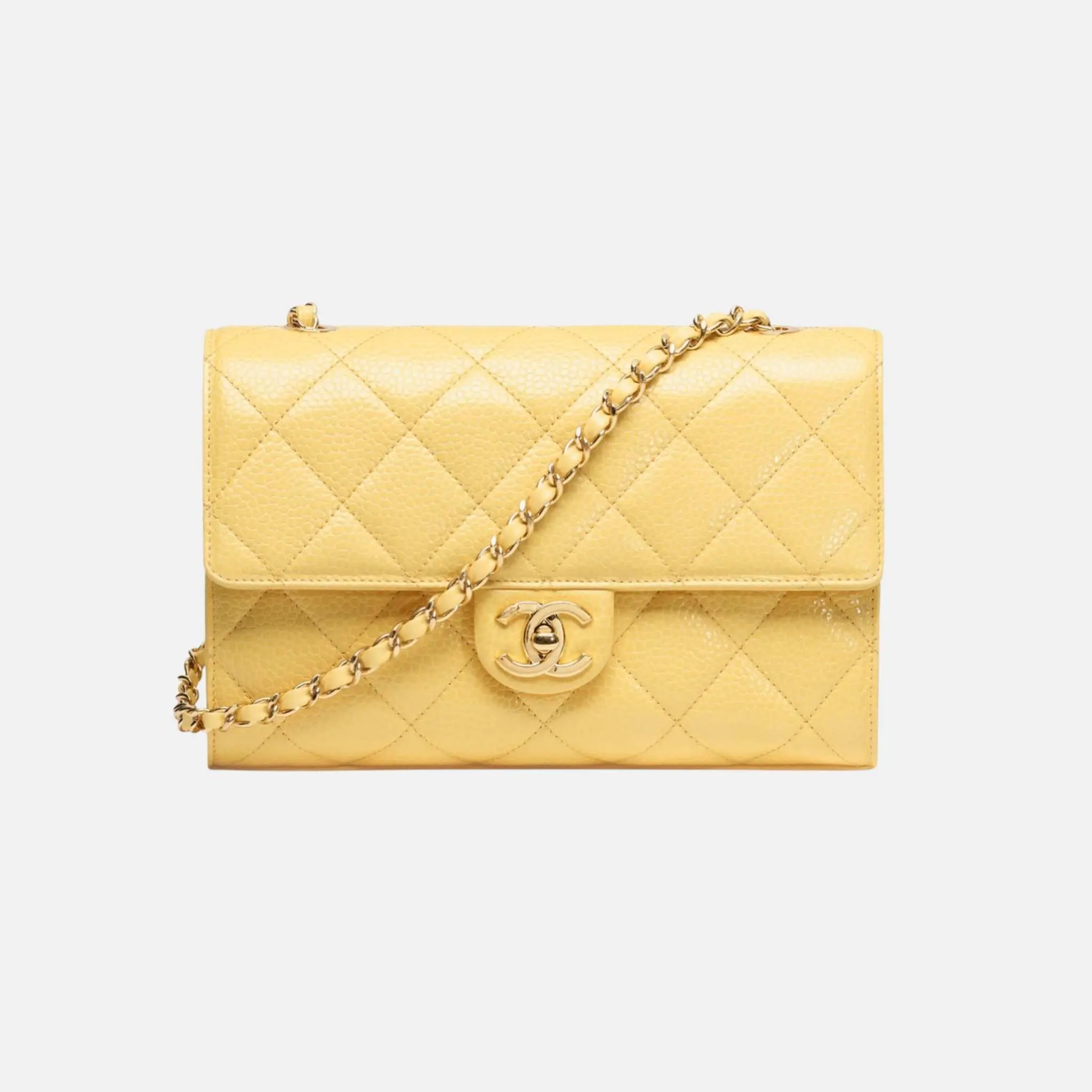 Flap Bag in Grained Calfskin and Gold Tone Metal