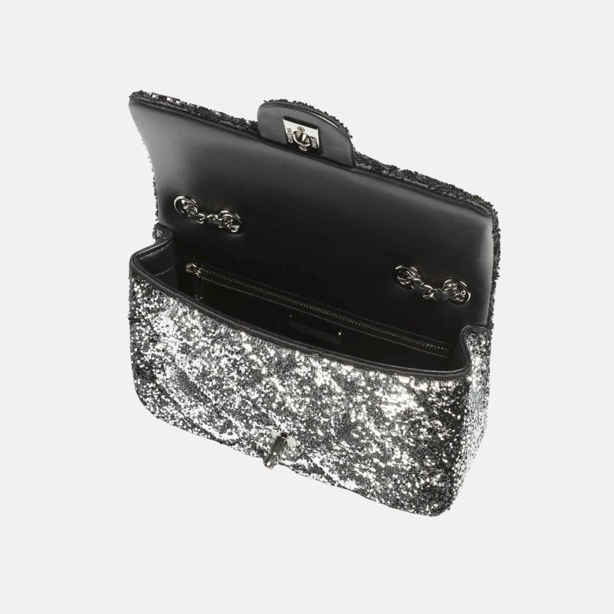 Flap Bag in Quilted Gradient Sequins and Ruthenium - Image 2