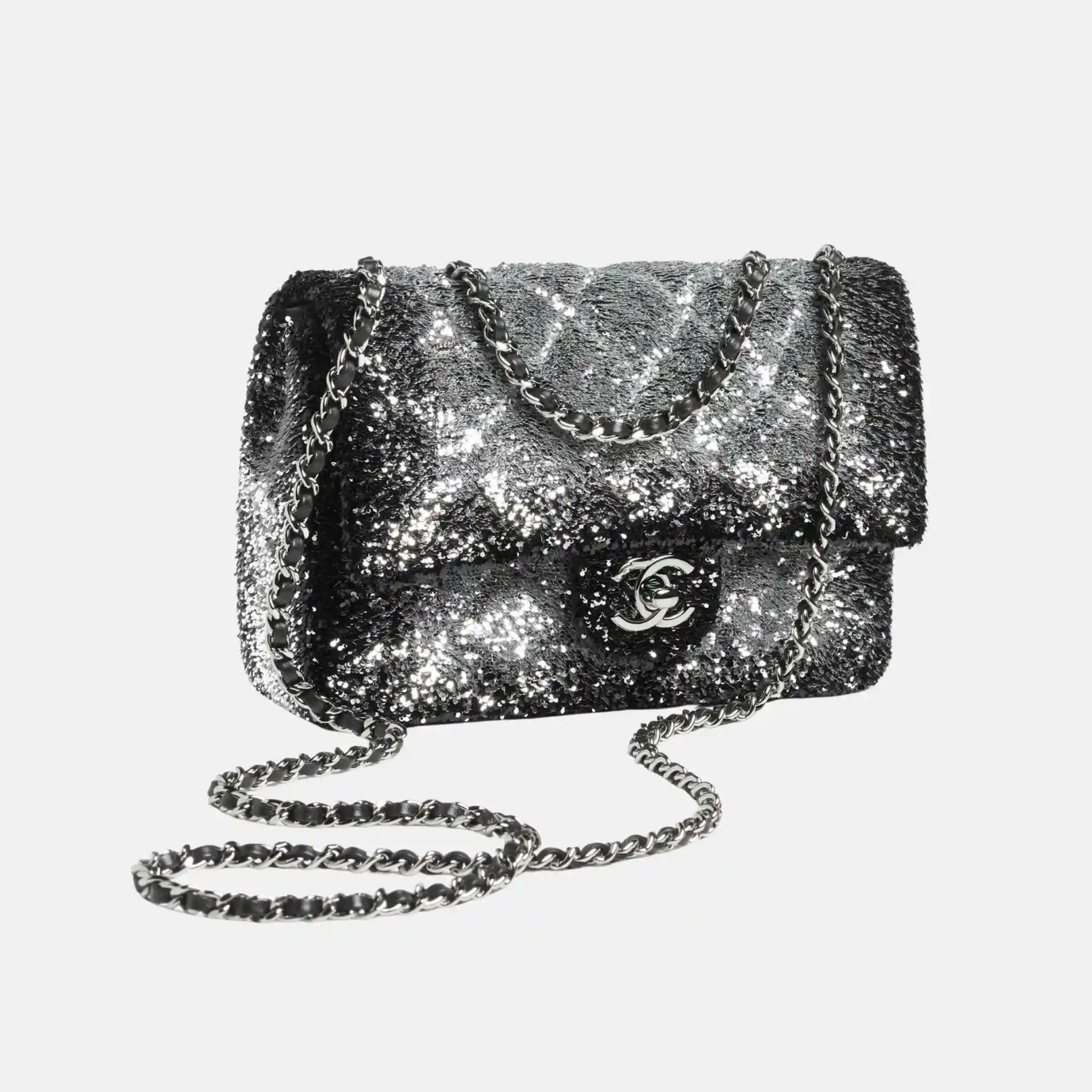 Flap Bag in Quilted Gradient Sequins and Ruthenium - Image 3