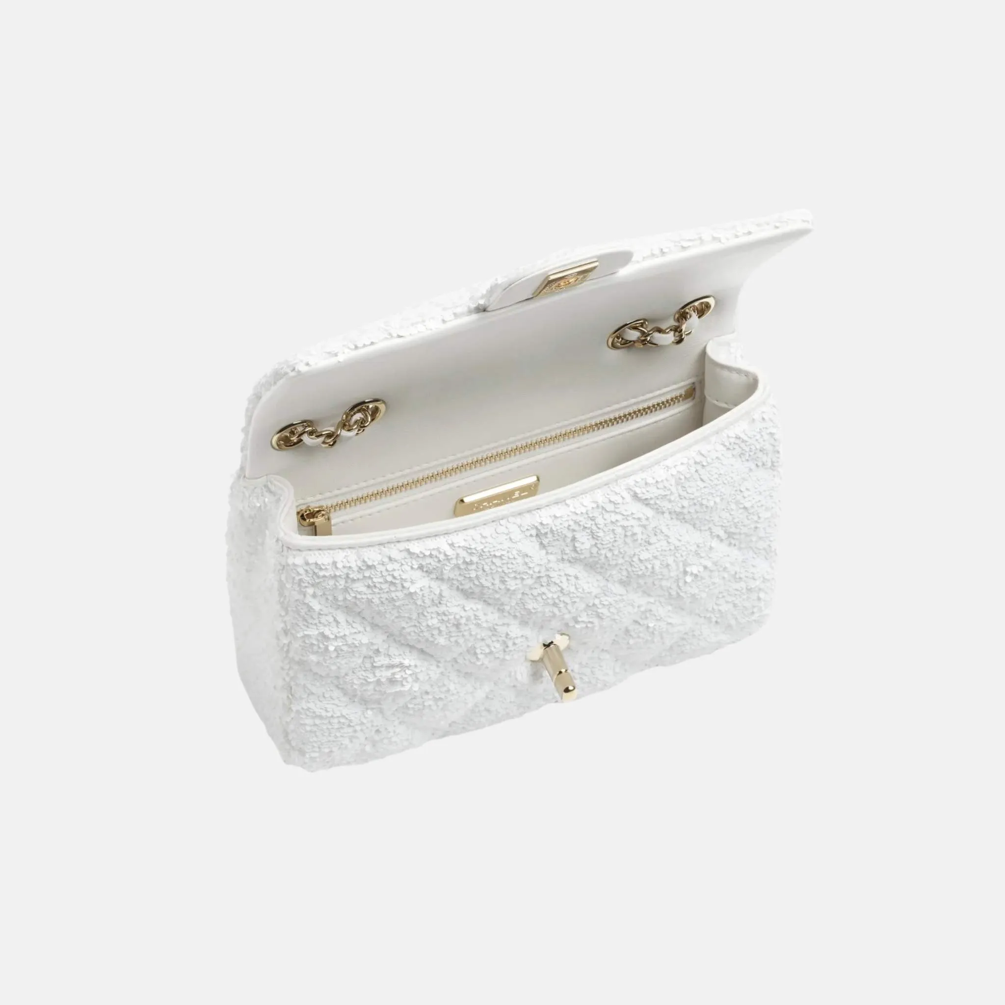 Flap Bag in Quilted Sequins and Gold Metal - Image 2