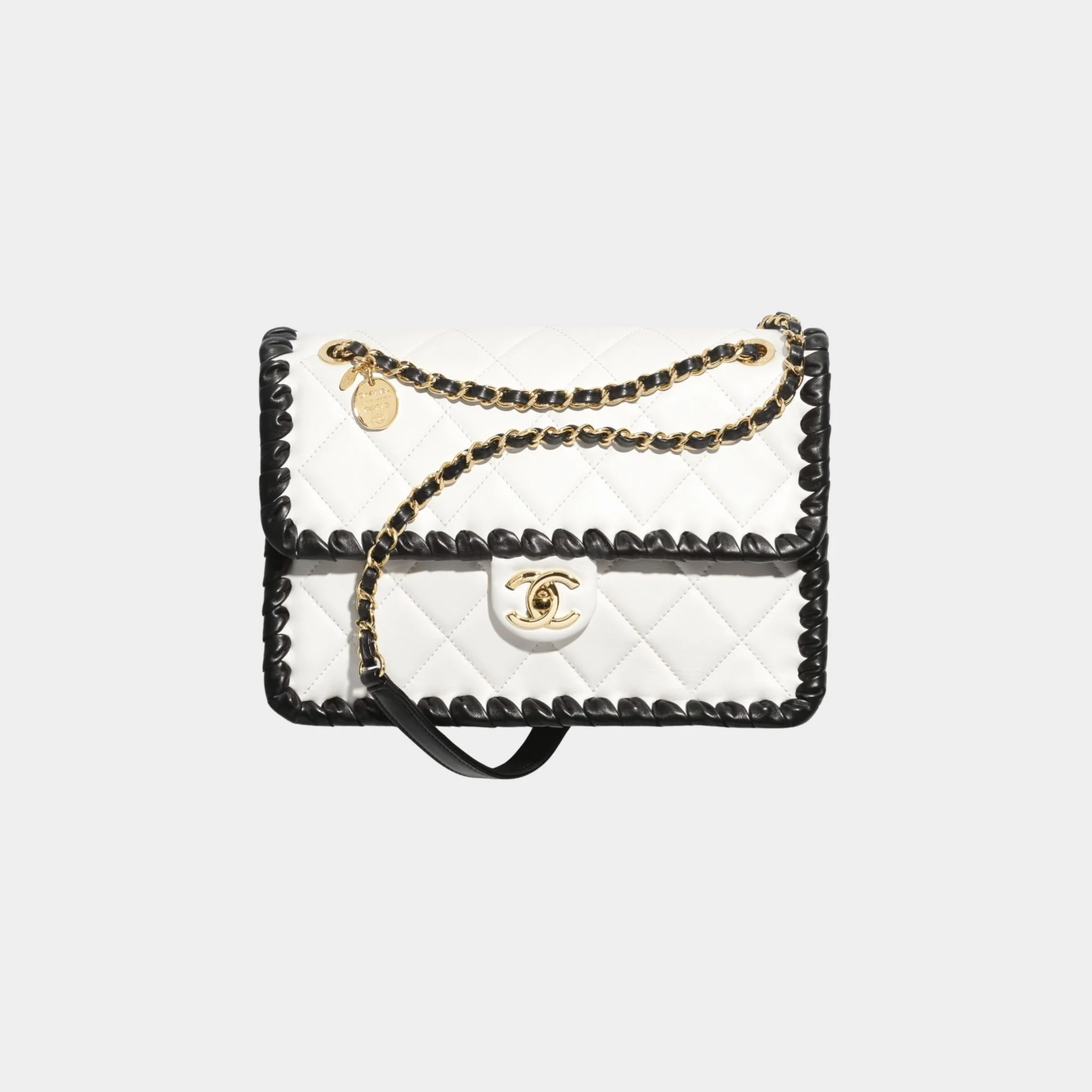 Flap Bag Lambskin Braided Calfskin & Gold Tone Metal