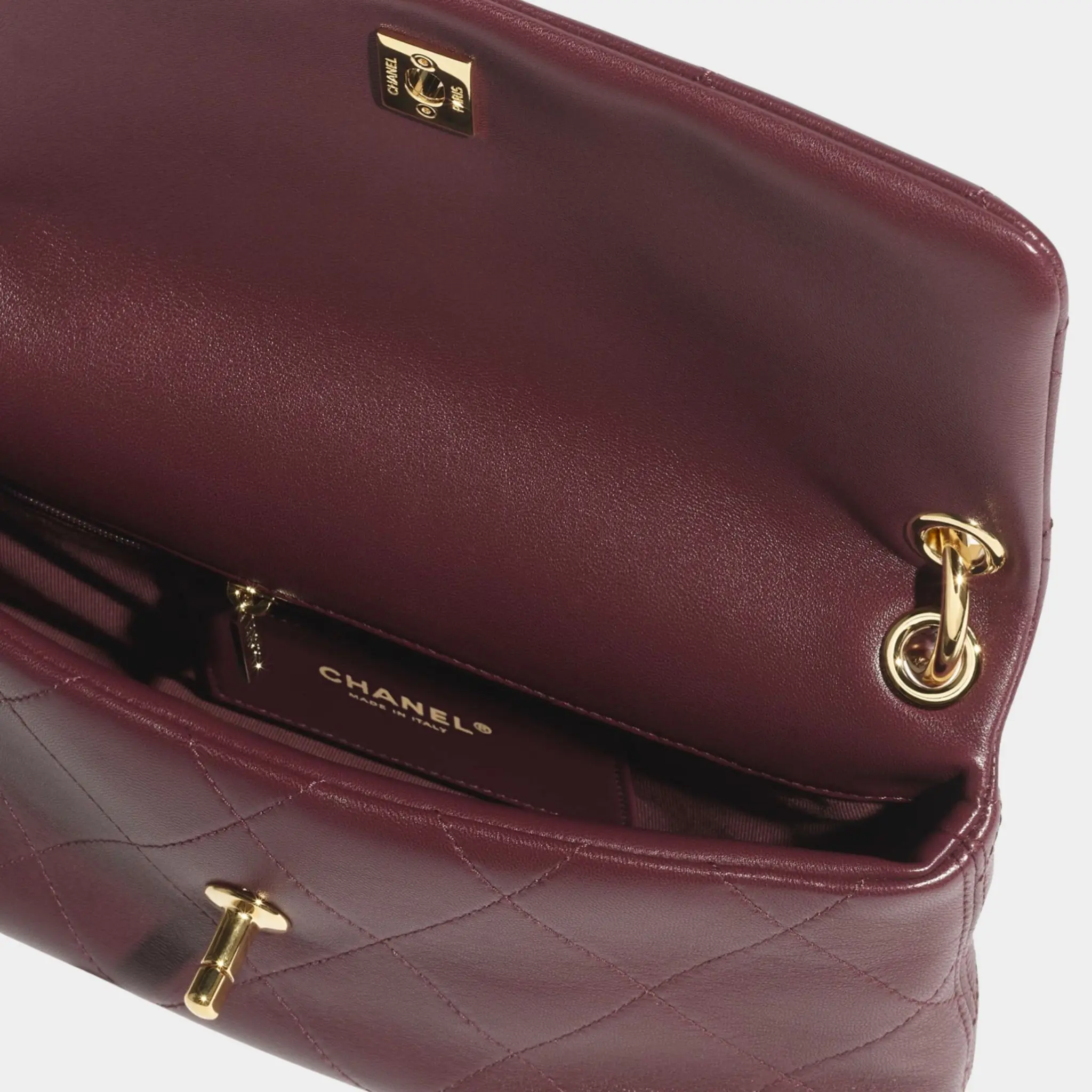 Flap Bag Lambskin Dark Burgundy - Image 2