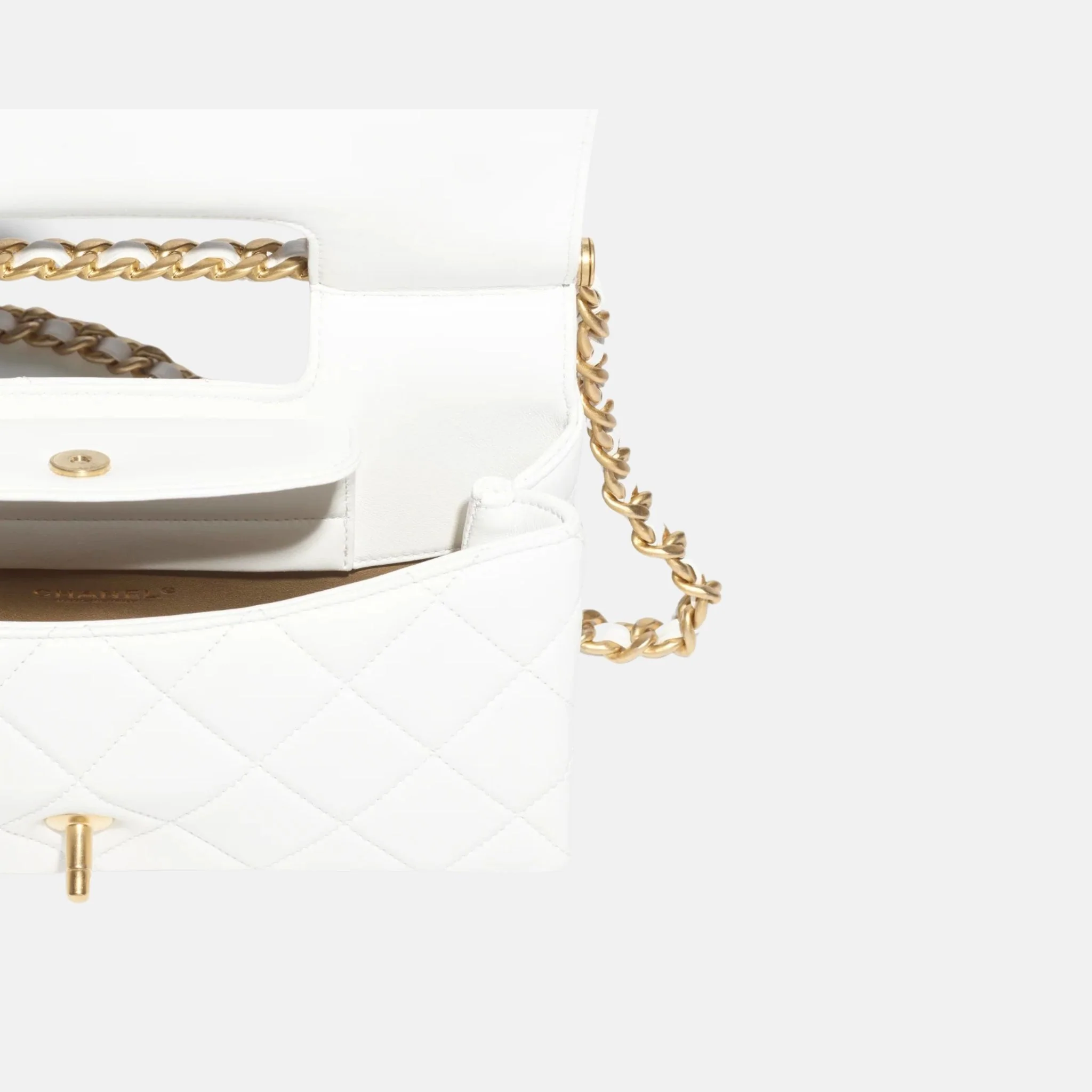 Flap Bag With Top Handle In Shiny Lambskin - Image 3