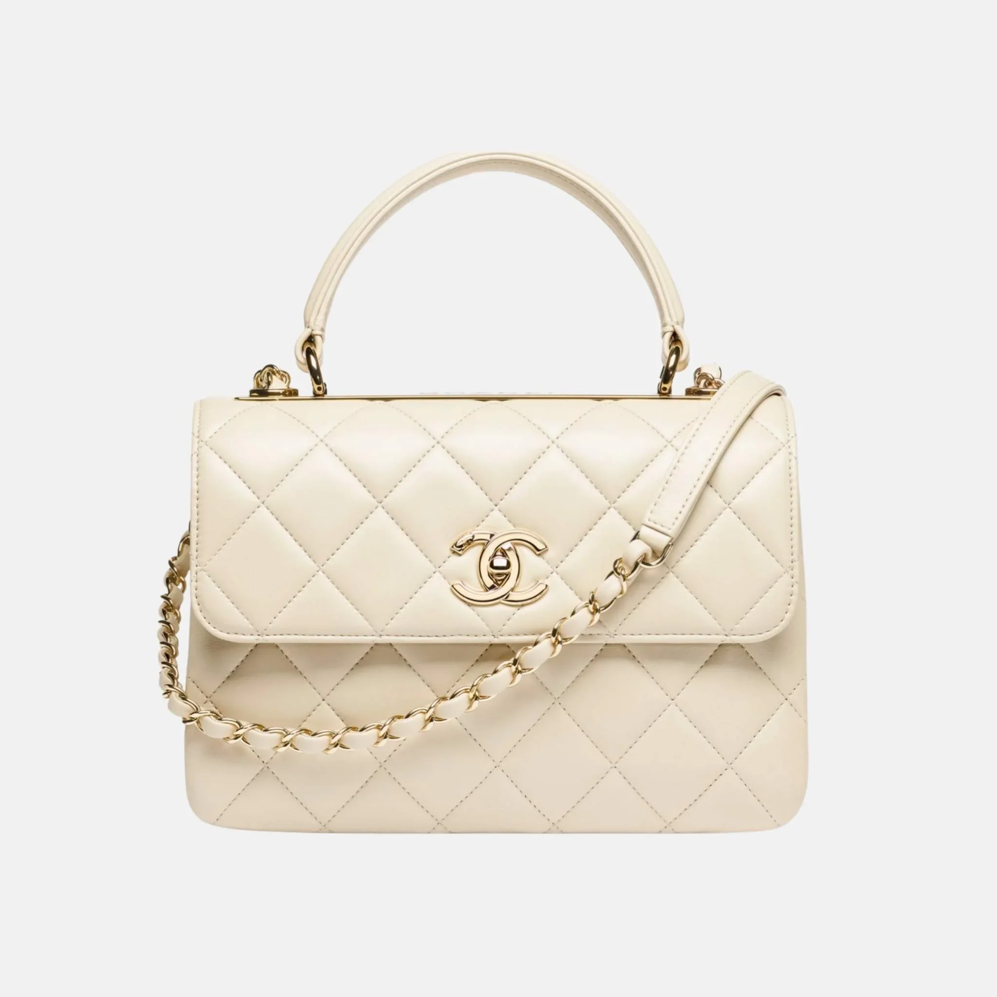 Flap Bag with Top Handle in Lambskin