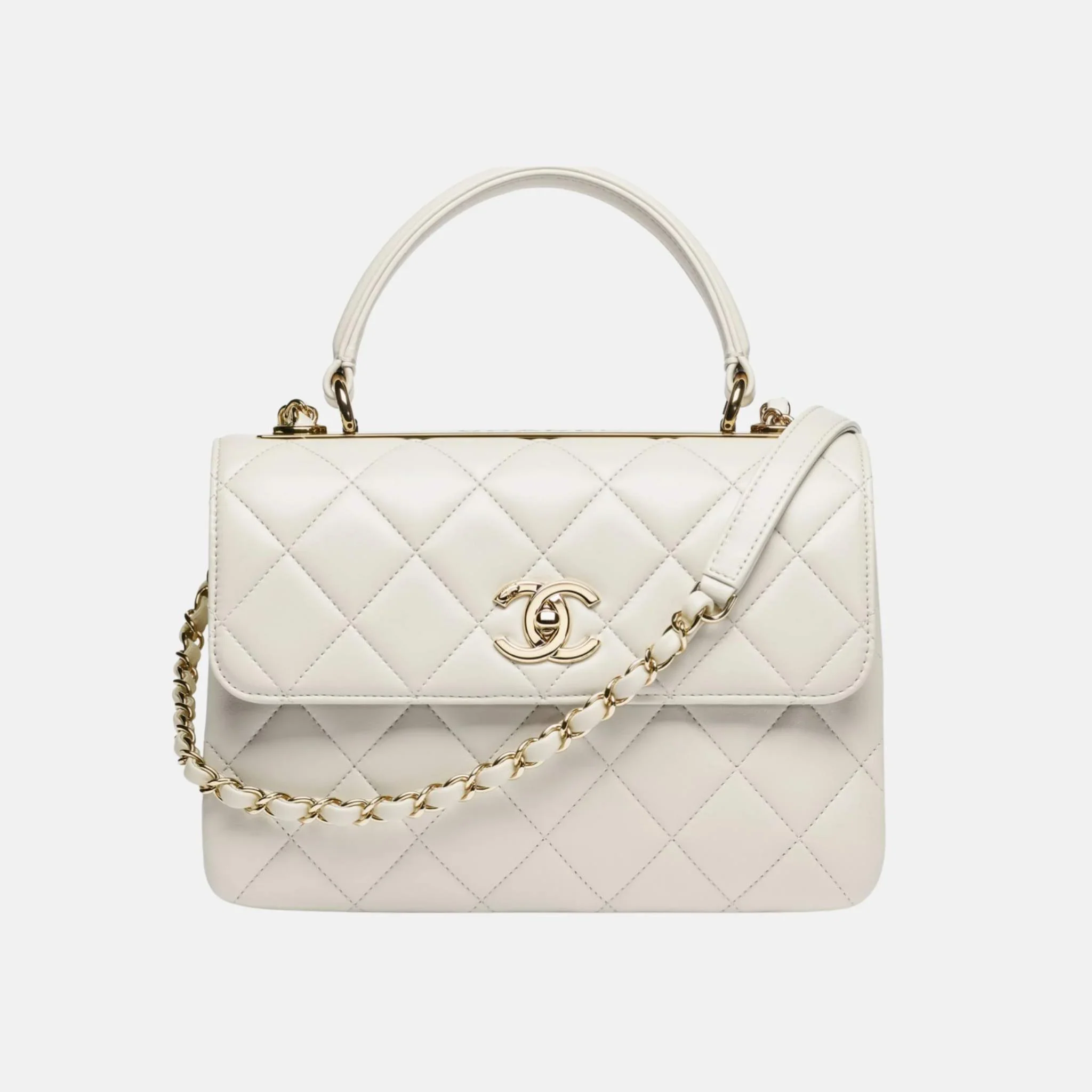 Flap Bag with Top Handle in Lambskin - Image 2