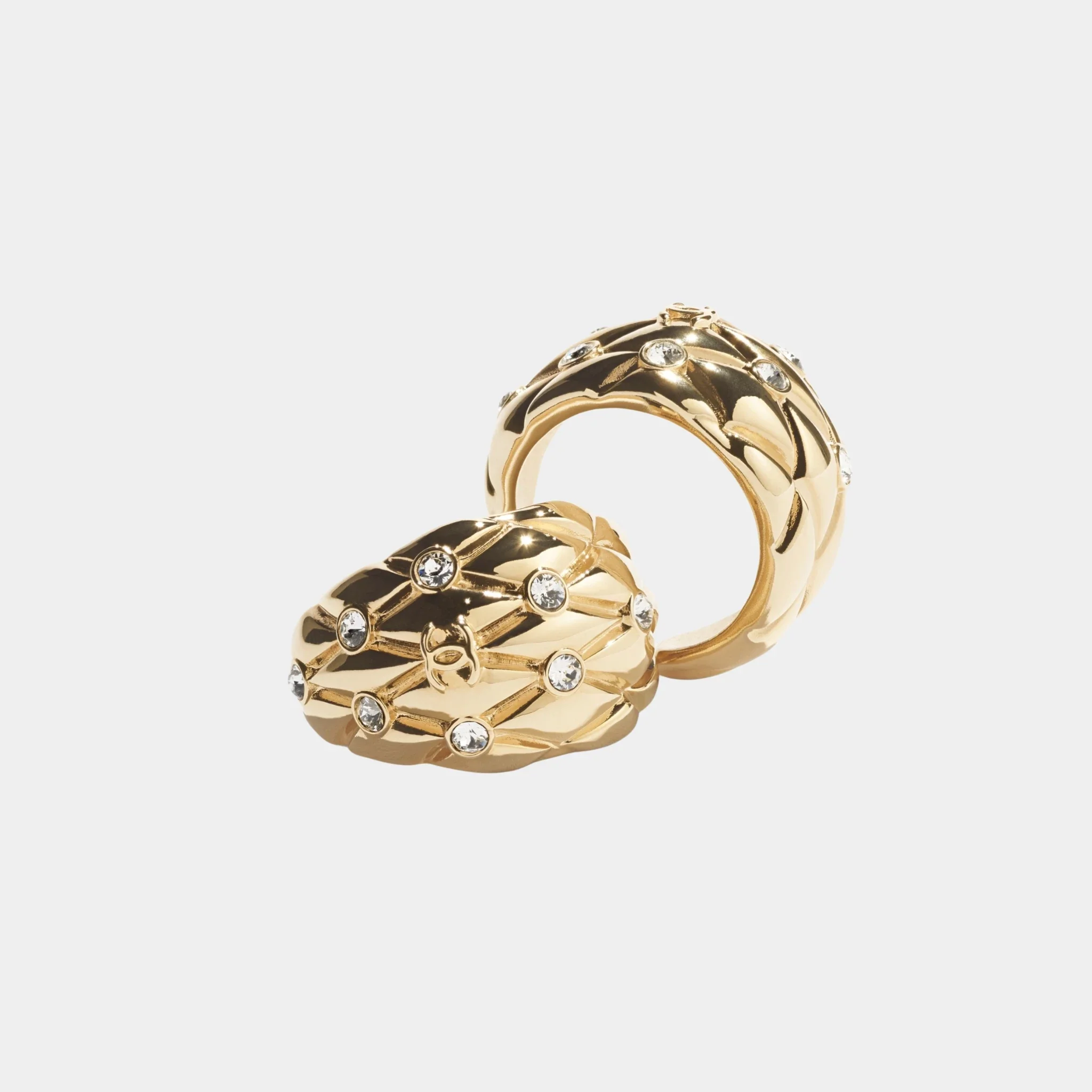 Gold Metal Hoop Earrings with Diamantes - Image 2