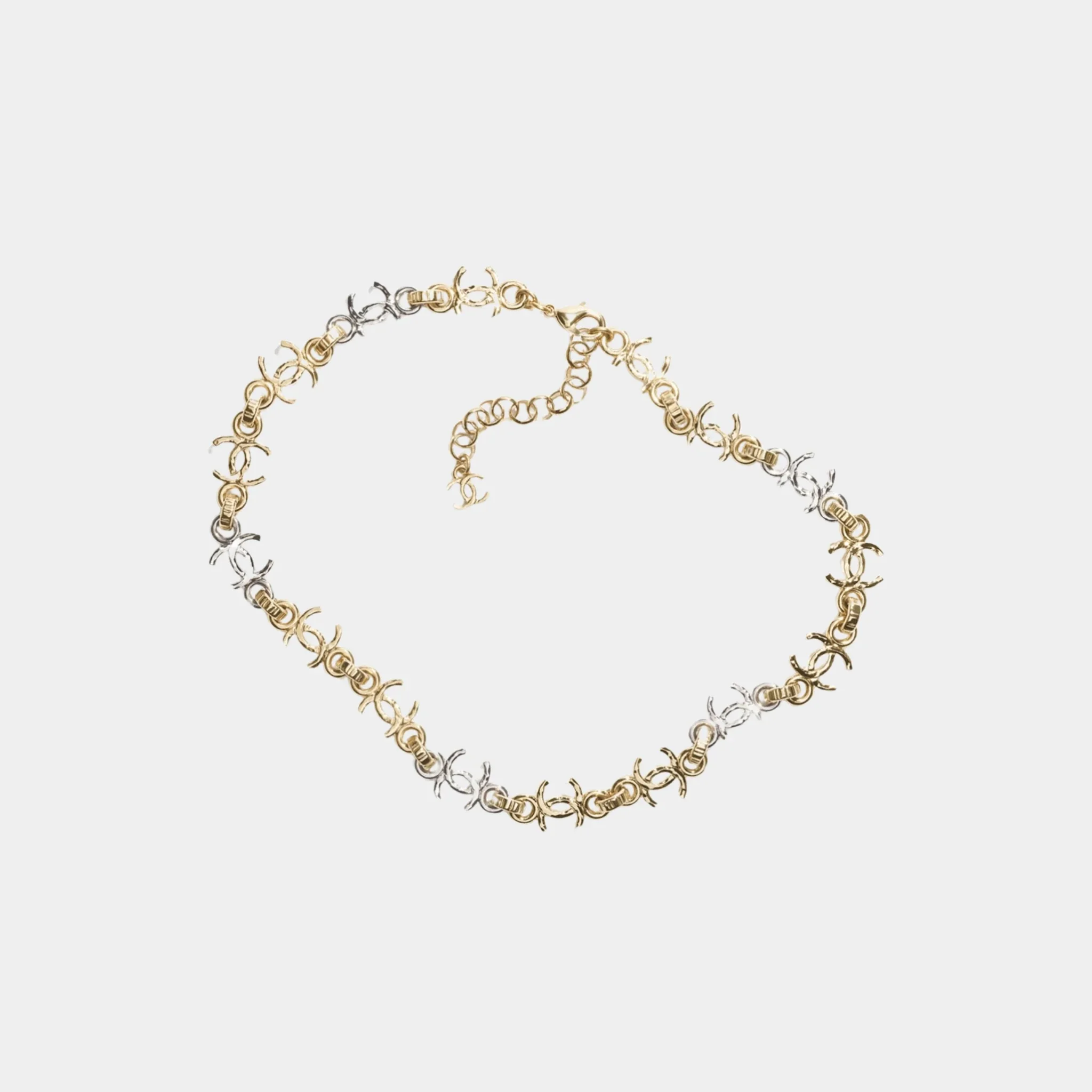 Gold and Silver Metal CC Chain Necklace