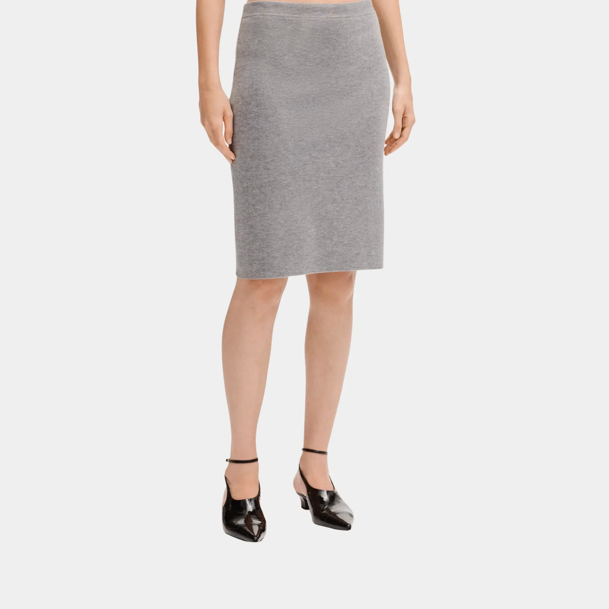 Grey Midi Skirt in Cashmere and Silk
