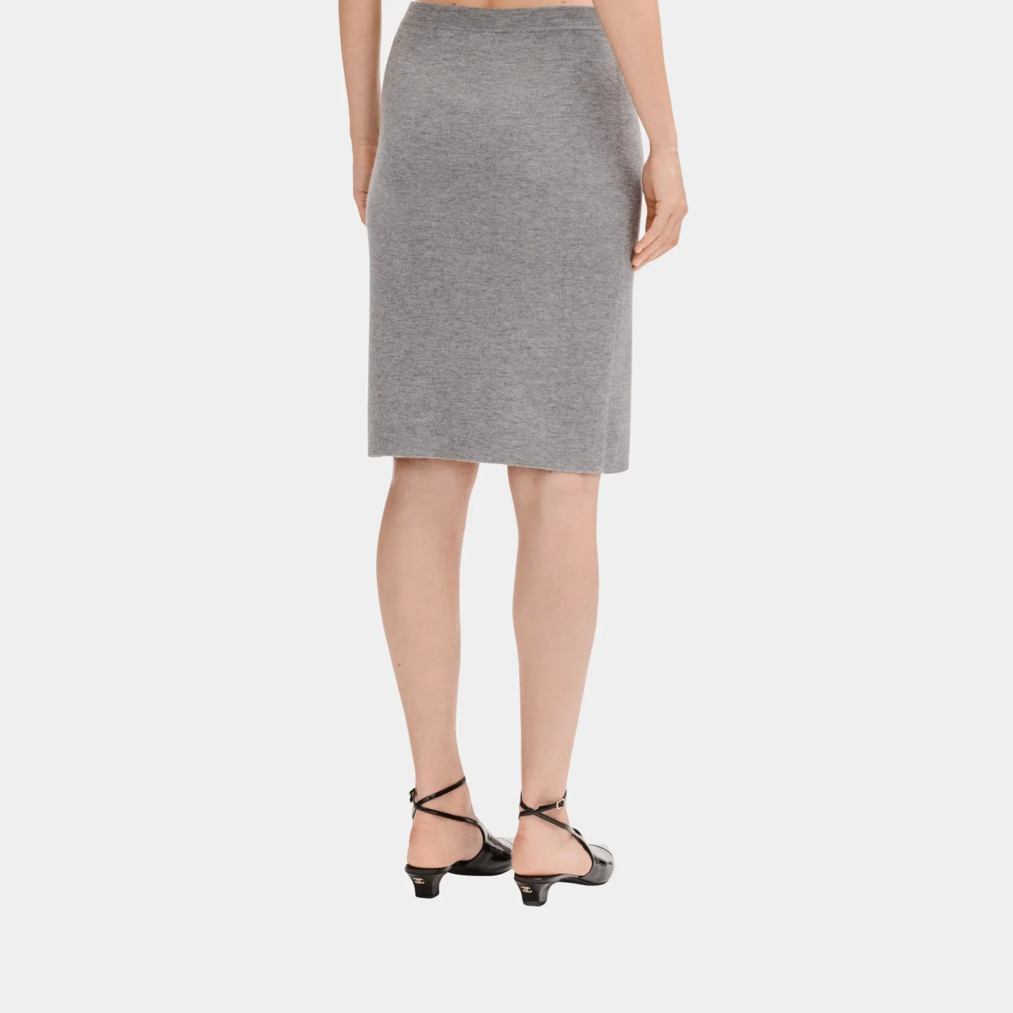 Grey Midi Skirt in Cashmere and Silk - Image 2