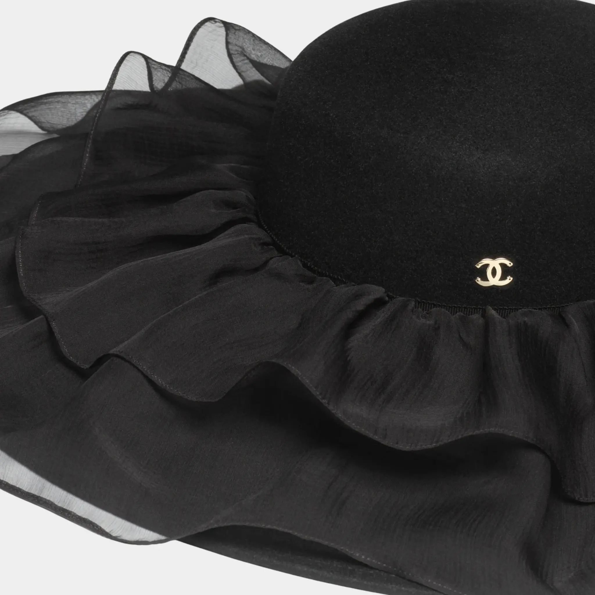 Hat Felt & Silk Chiffon Black - Image 2