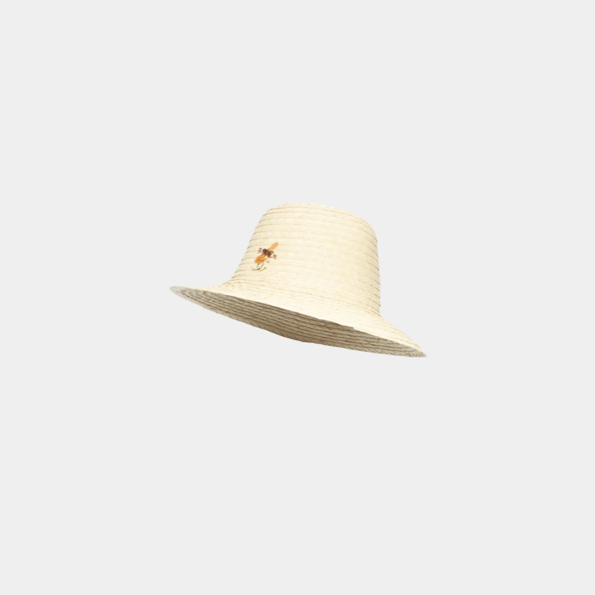 Hat Straw Glass & Metal Beige Multicolor & Gold