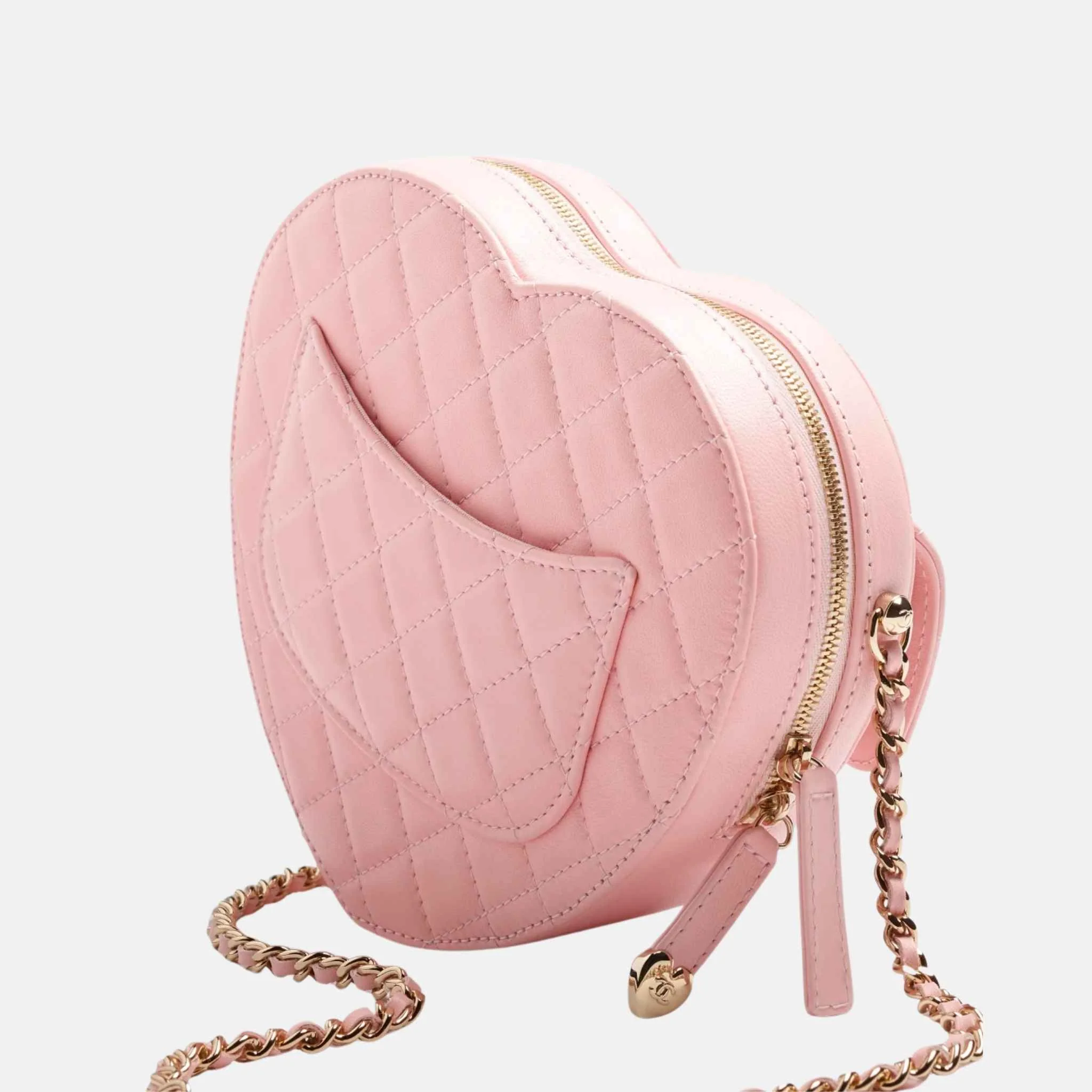 Heart Bag in Lambskin and Gold Metal - Image 3