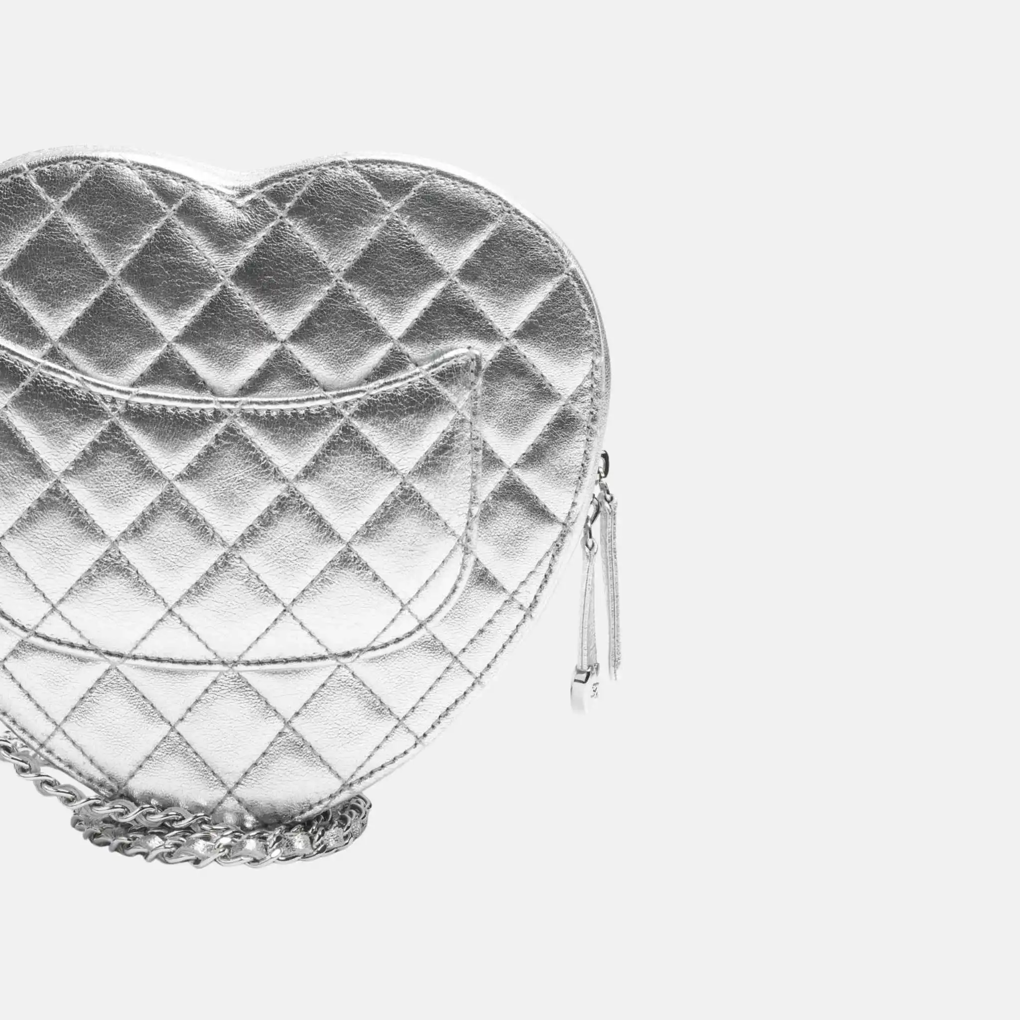Heart Bag in Metallic Lambskin and Silver Metal - Image 3