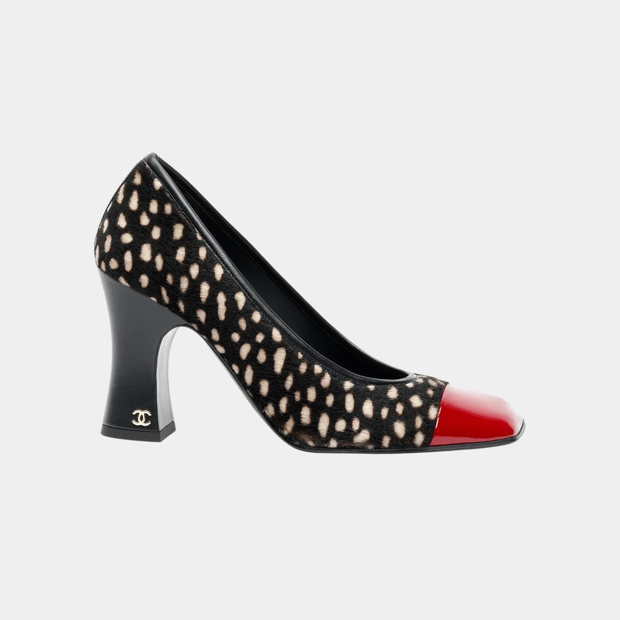 Pumps Lambskin & Patent Calfskin in Black White & Dark Red