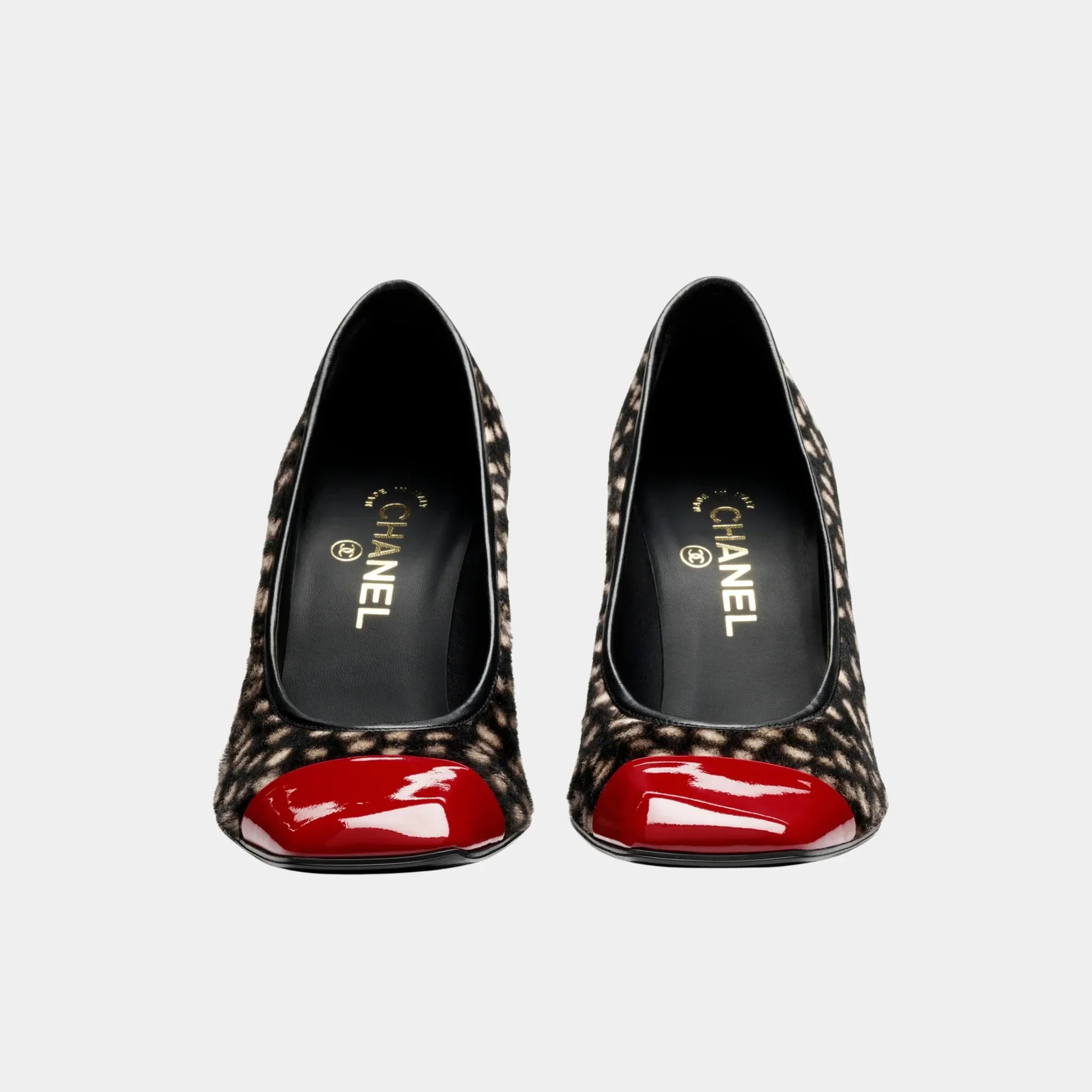Pumps Lambskin & Patent Calfskin in Black White & Dark Red - Image 2
