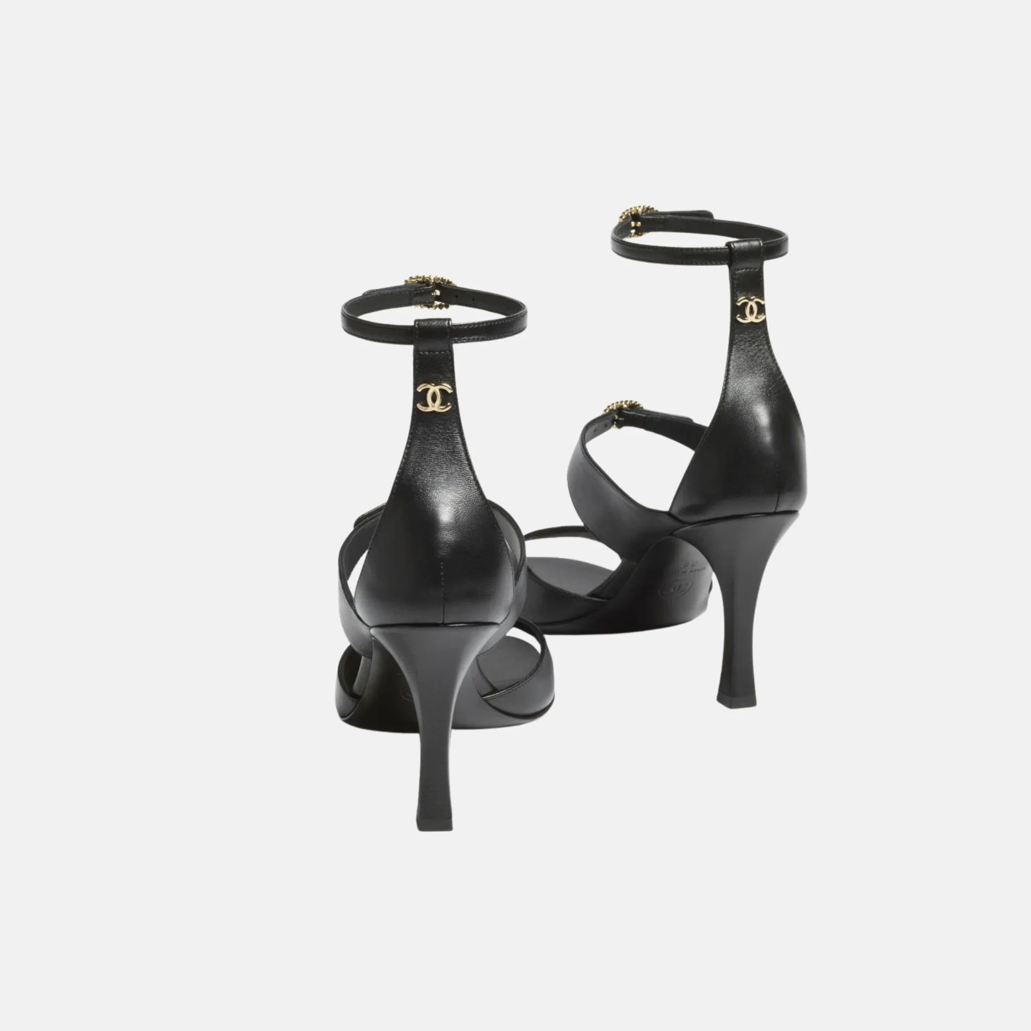Heeled Sandals in Black Lambskin - Image 2