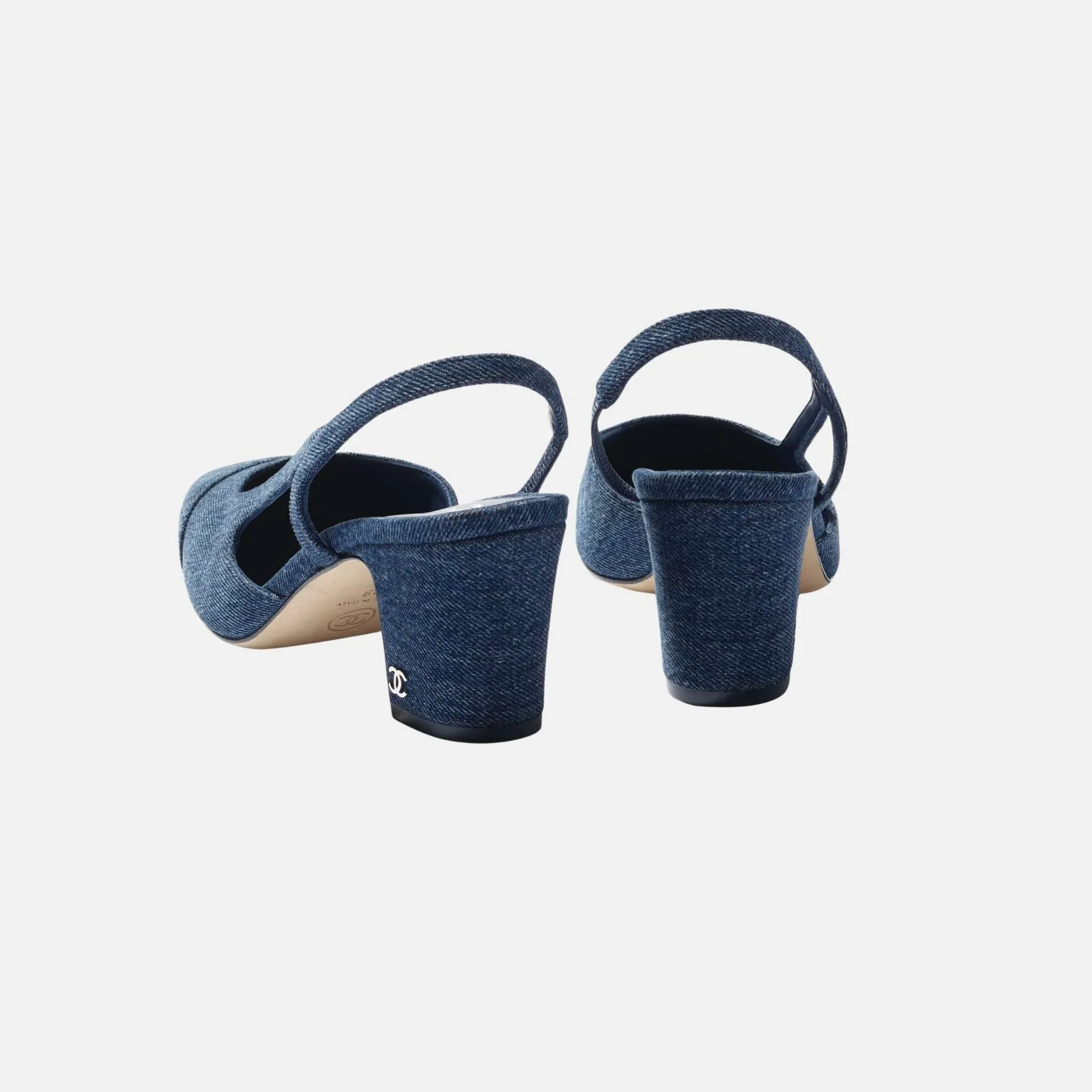 Heeled Slingbacks in Denim - Image 3