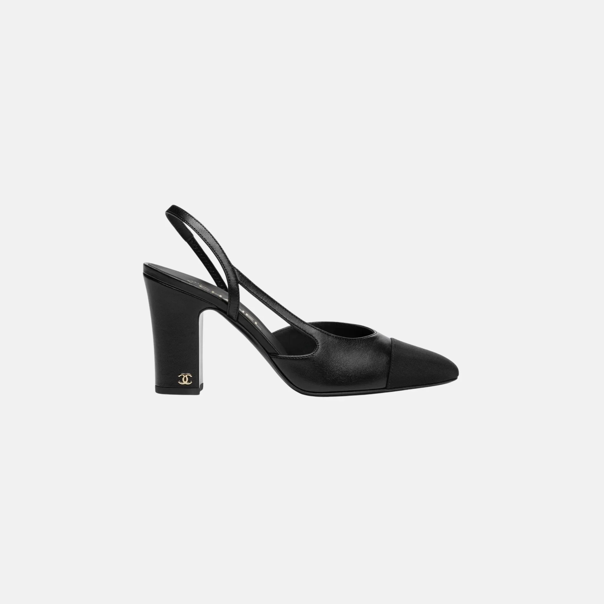 Heeled Slingbacks in Lambskin and Grosgrain