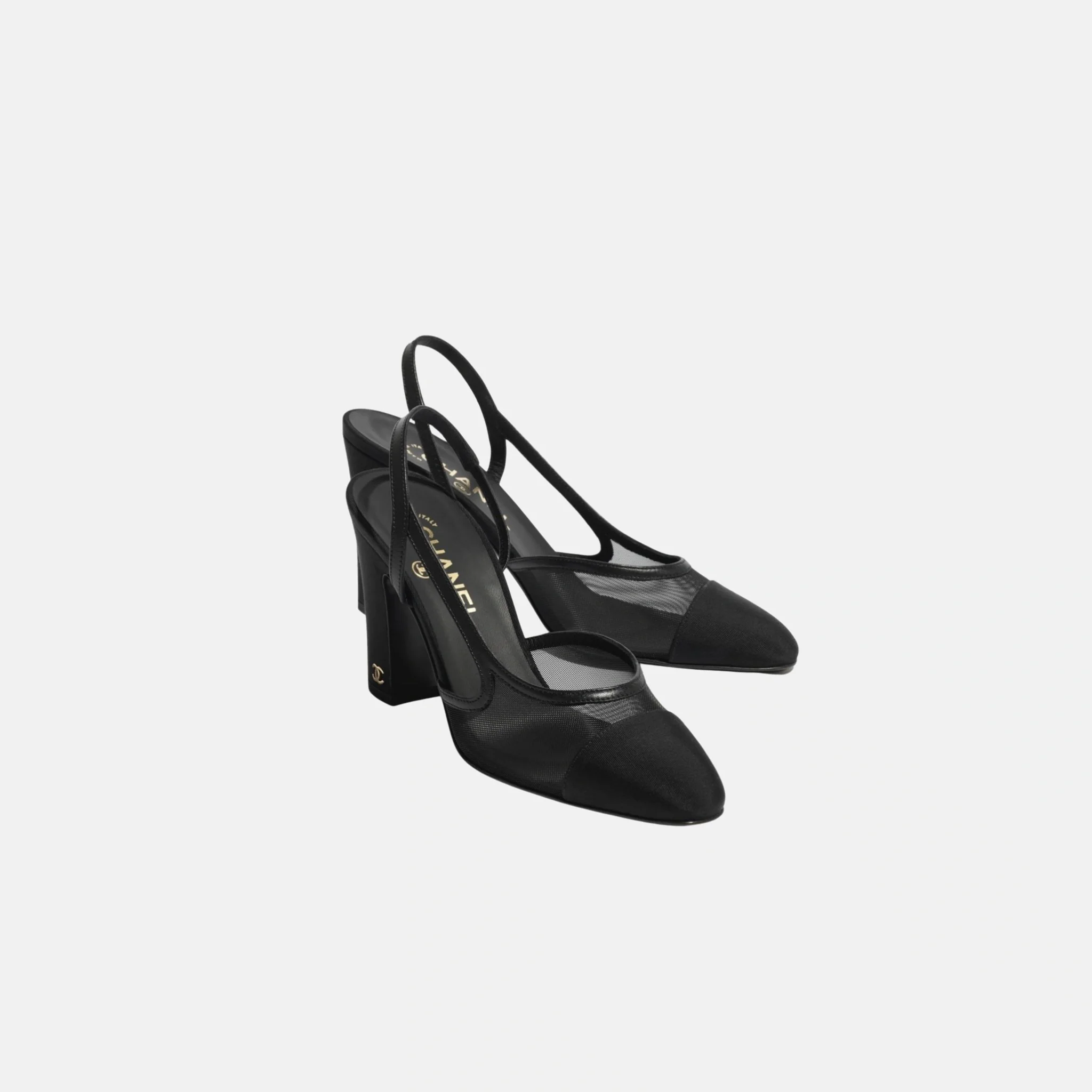 Heeled Slingbacks in Mesh and Grosgrain - Image 2