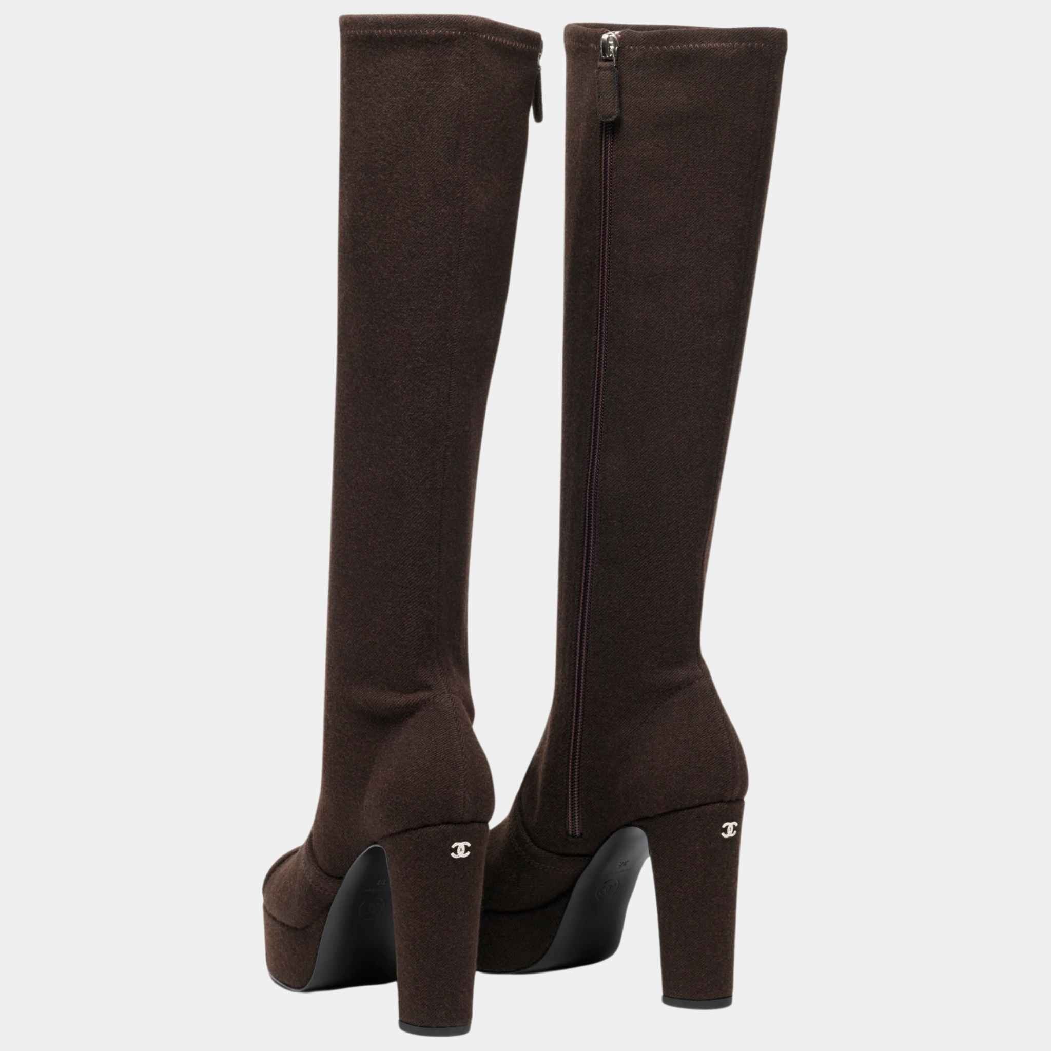 High Boots Fabric Brown - Image 3