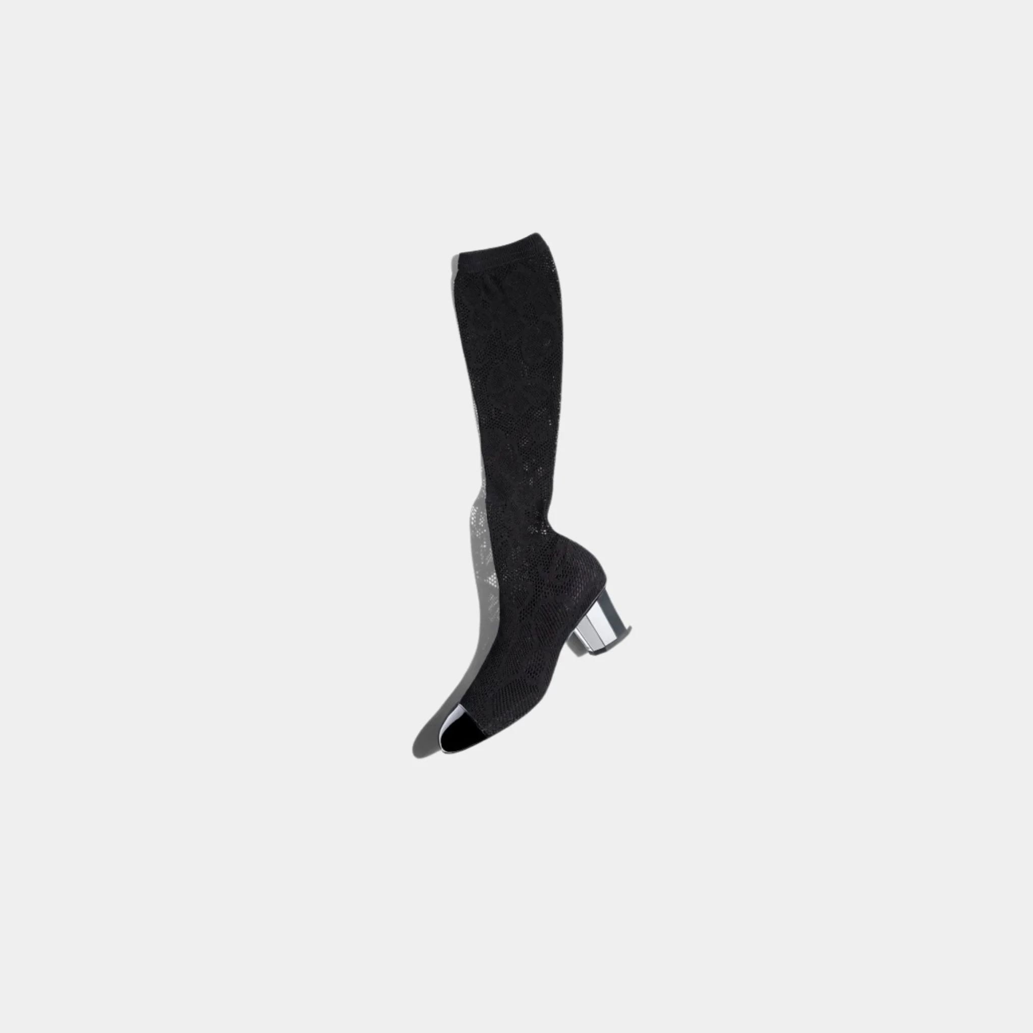 High Boots Knit And Patent Calfskin