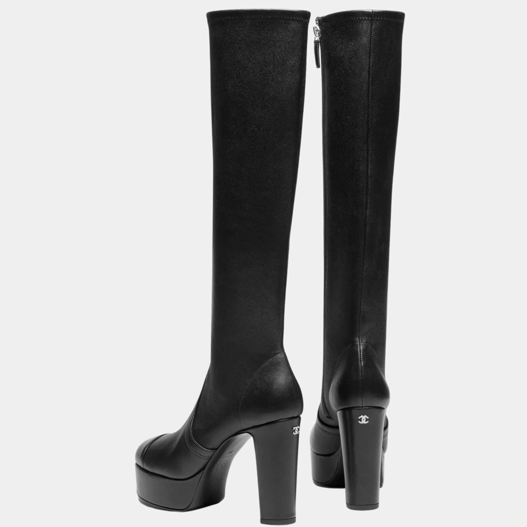 High Boots Stretch Lambskin And Lambskin Black - Image 3