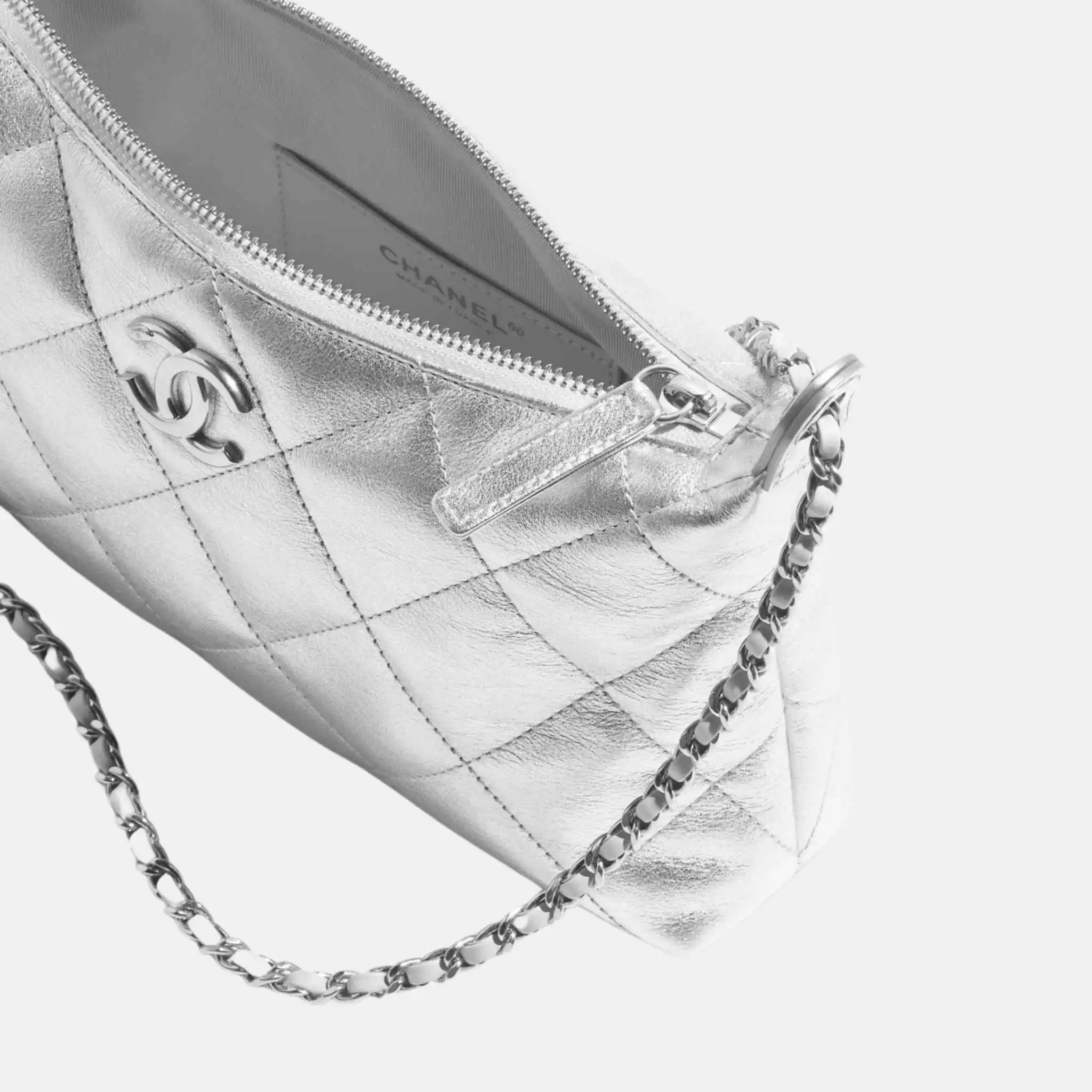 Hobo Handbag In Metallic Calfskin - Image 3