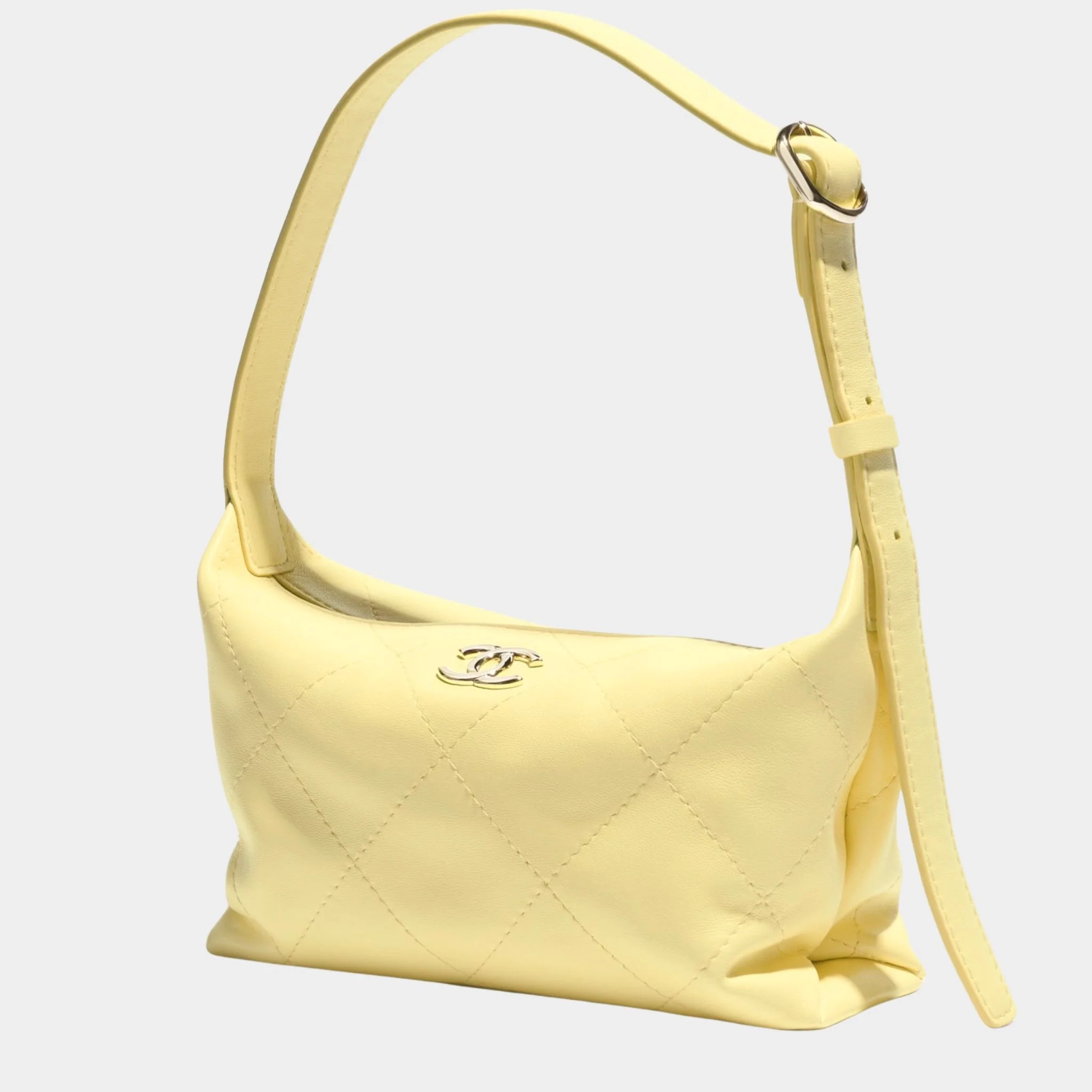 Hobo Handbag Shiny Lambskin & Gold Tone Metal - Image 3