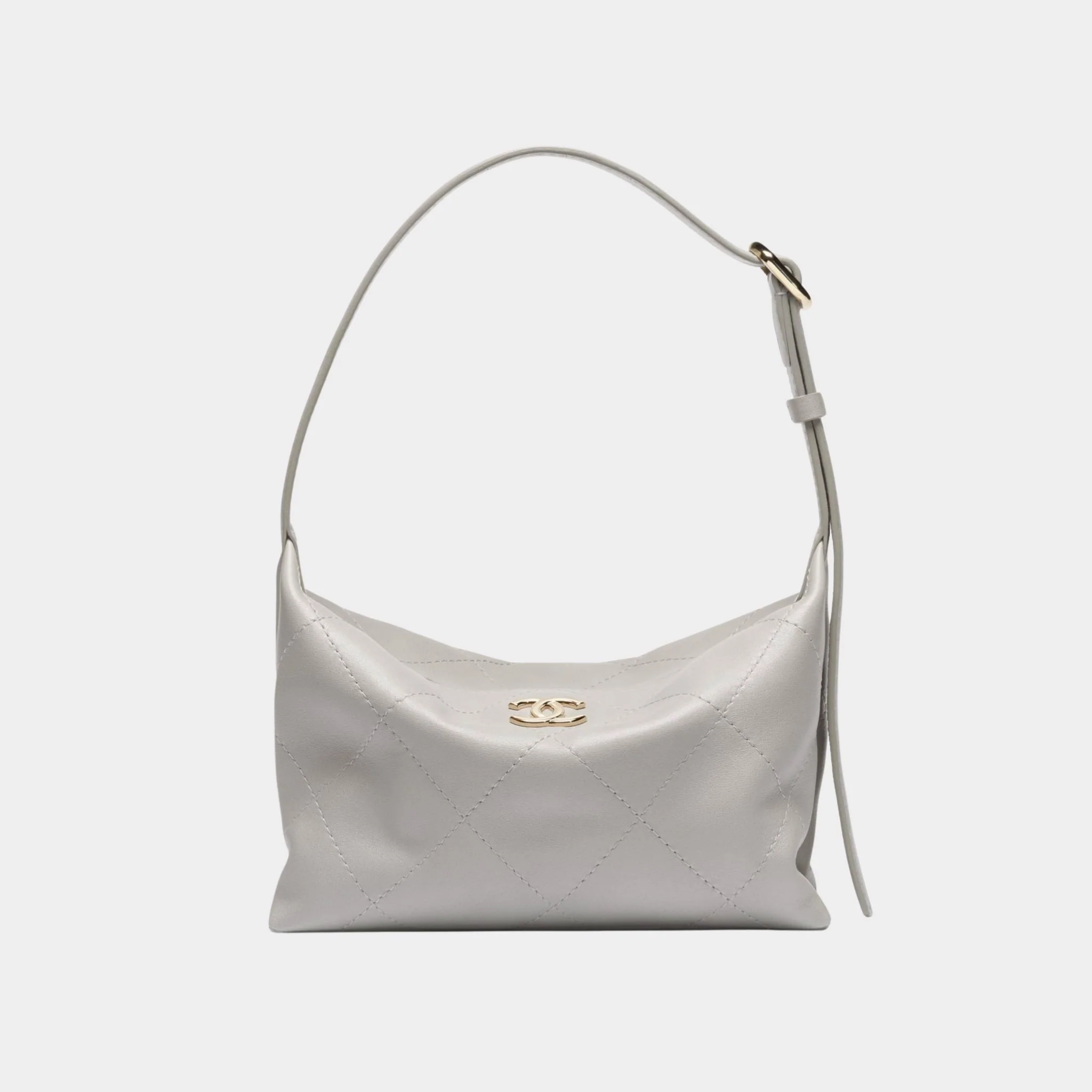 Hobo Handbag Shiny Lambskin & Gold Tone Metal - Image 4