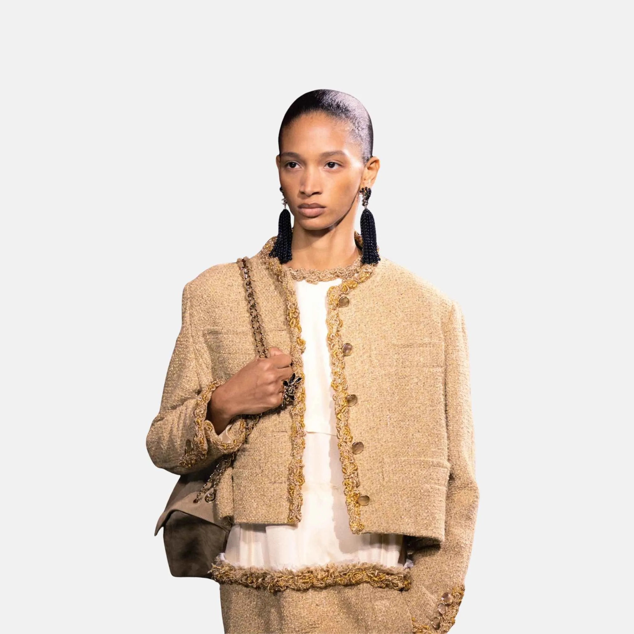 Jacket Cotton Tweed Beige Craft