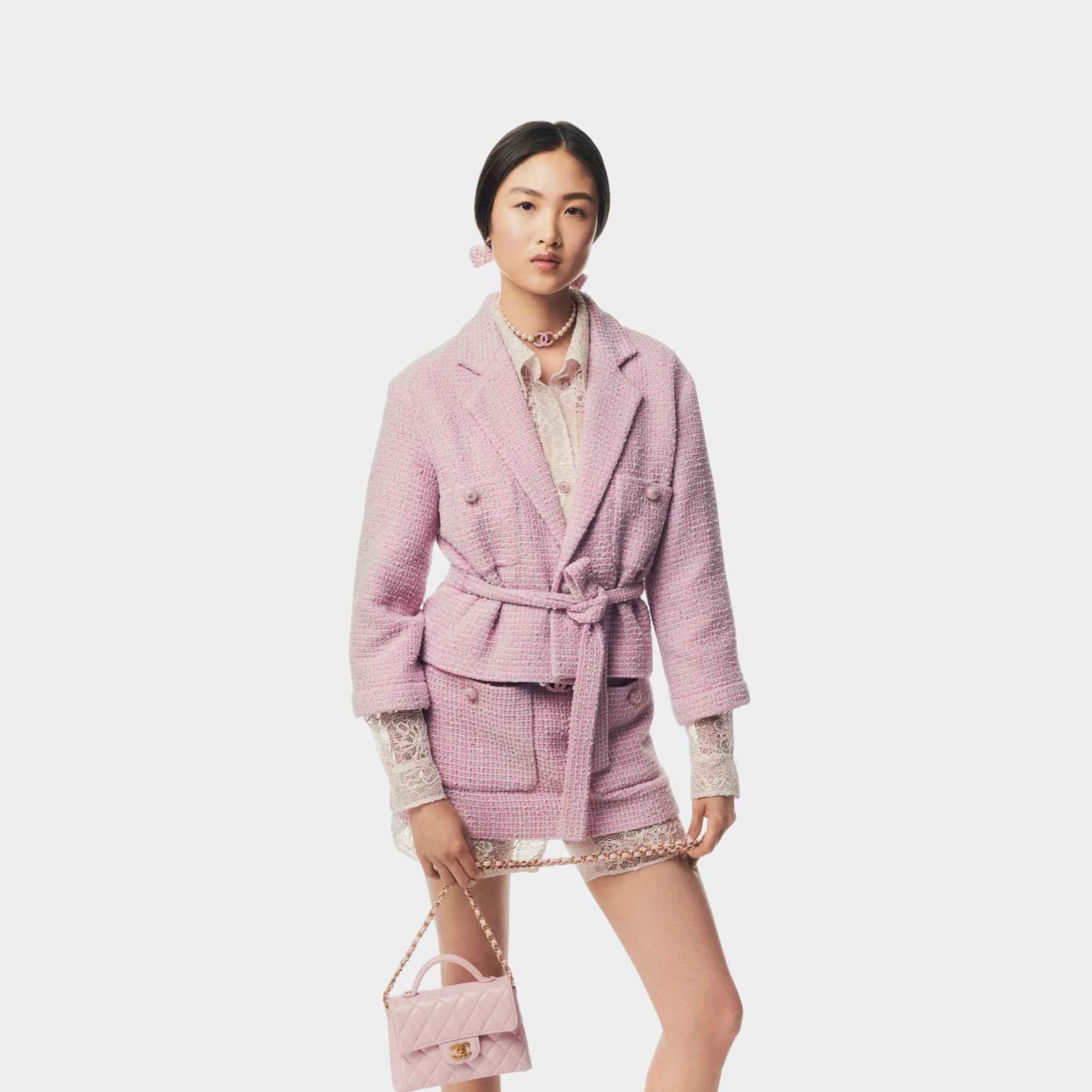 Jacket Cotton Tweed Light Pink Grey - Image 2
