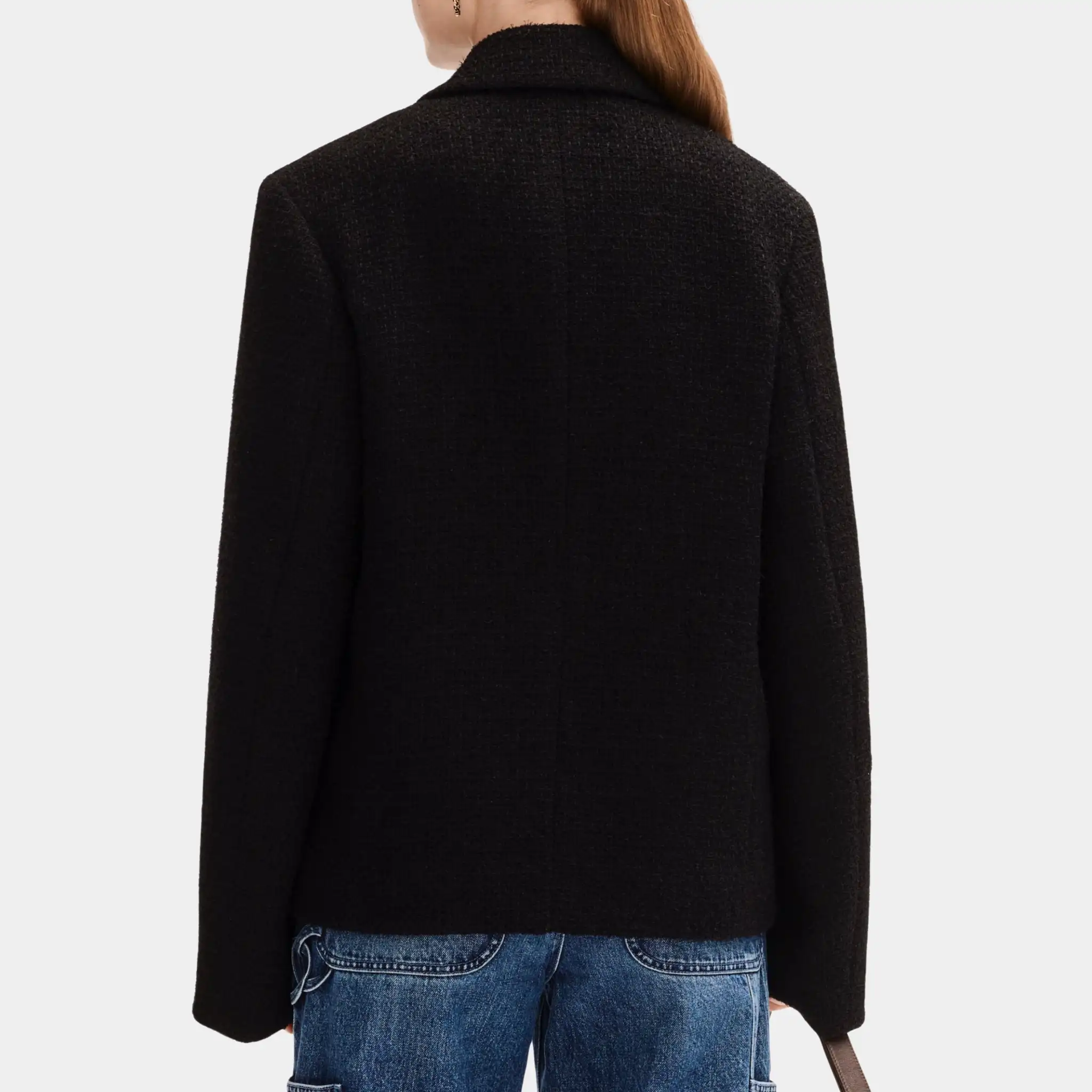 Jacket in Black Cotton Tweed - Image 2
