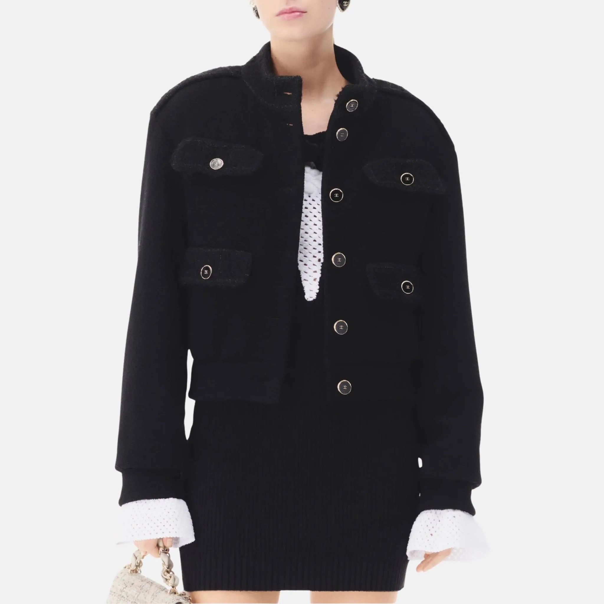 Jacket in Black Wool Tweed - Image 2
