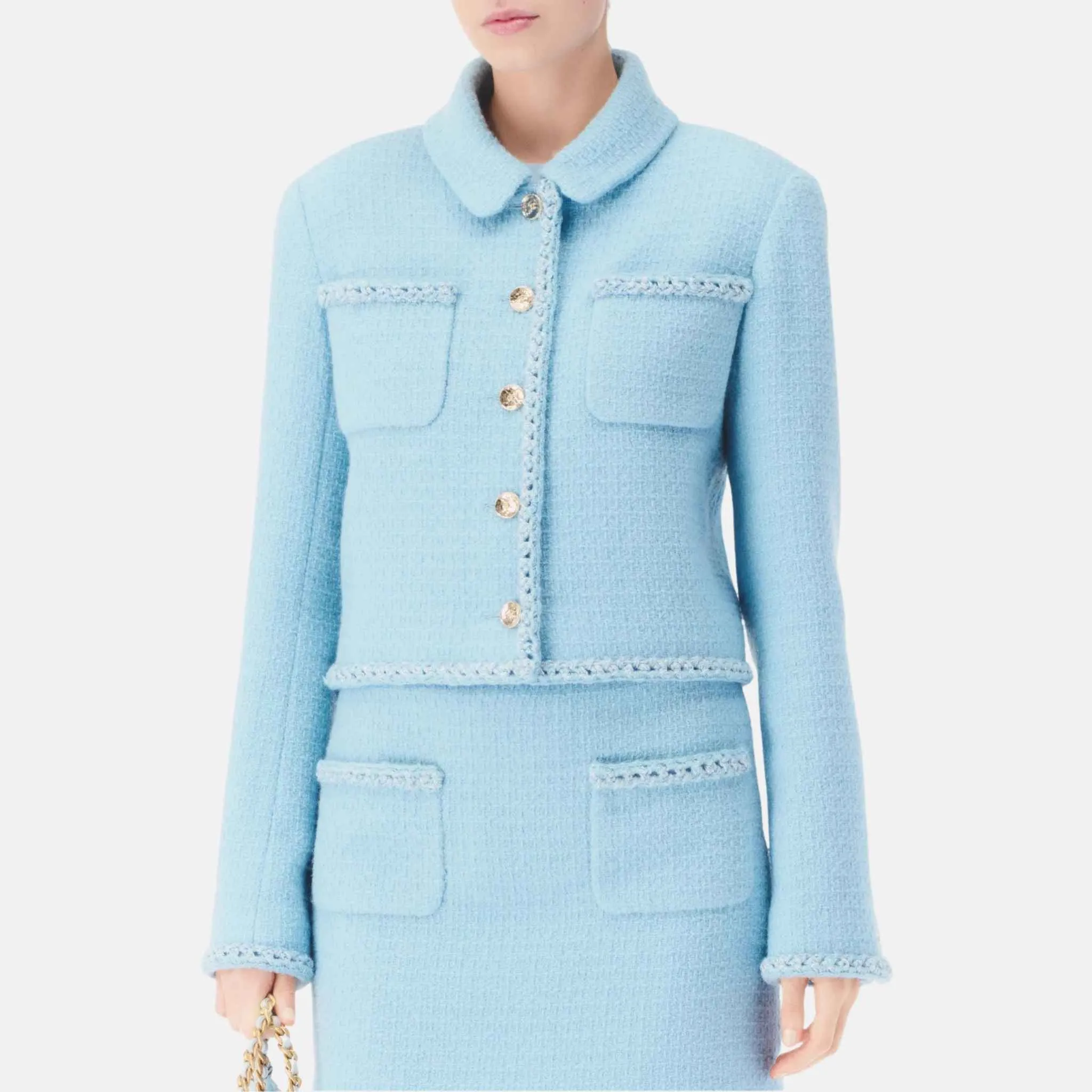 Jacket in Light Blue Wool Tweed - Image 2