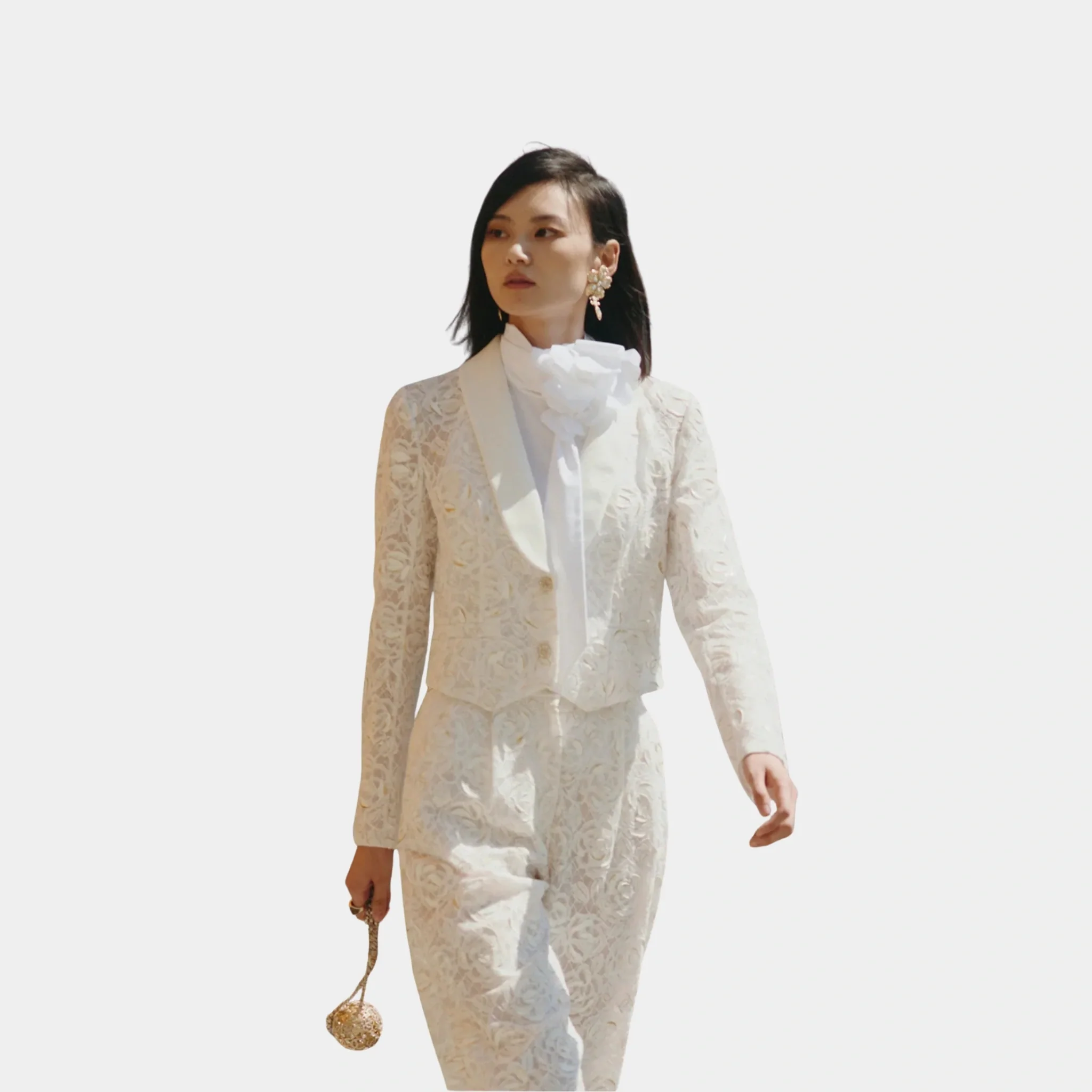 Jacket in White Cotton Lace
