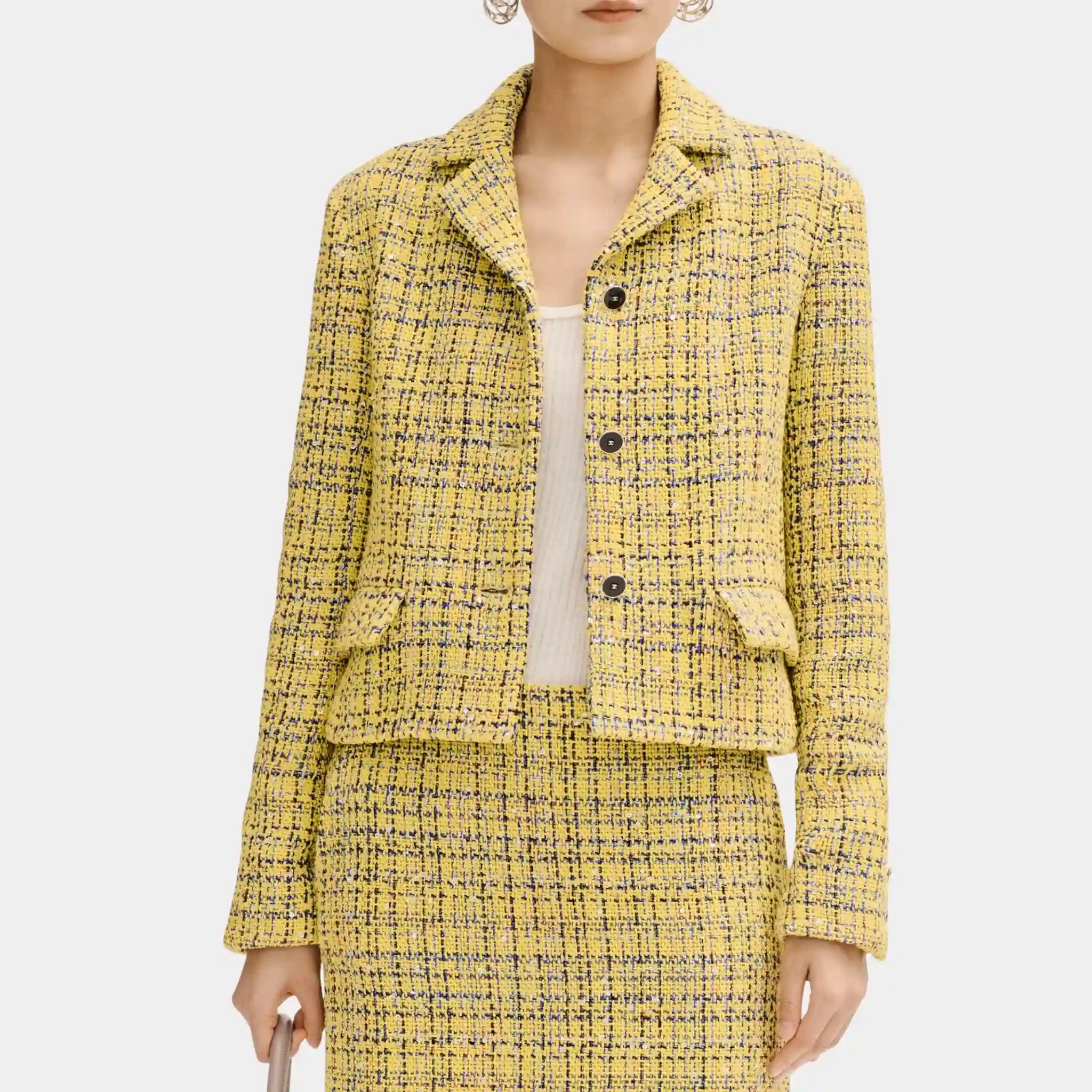 Jacket in Yellow Cotton Tweed